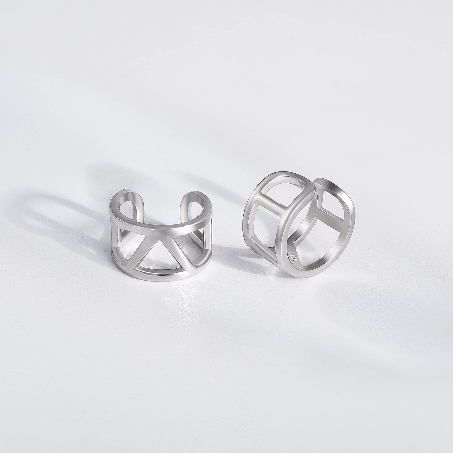 Ear Cuffs 925 Sterling Silver Geometric Shaped Ear Cuffs Set Fake Conch Wide Ear Cuff Earrings Non Piercing for Women Adjustable