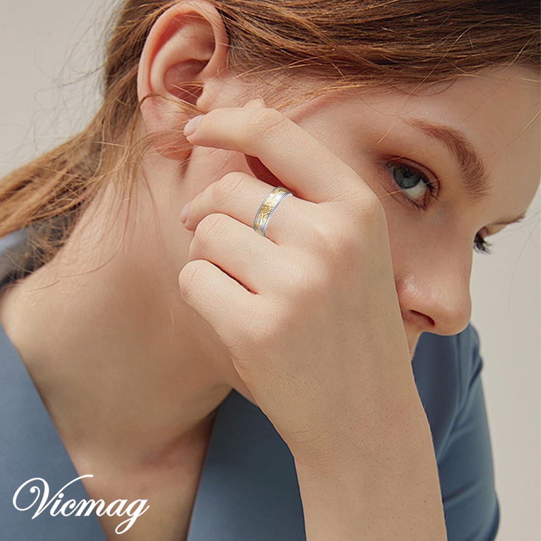 Vicmag Copper Magnetic Ring for Women Men 100% Solid Pure Copper Adjustable with Gift Box