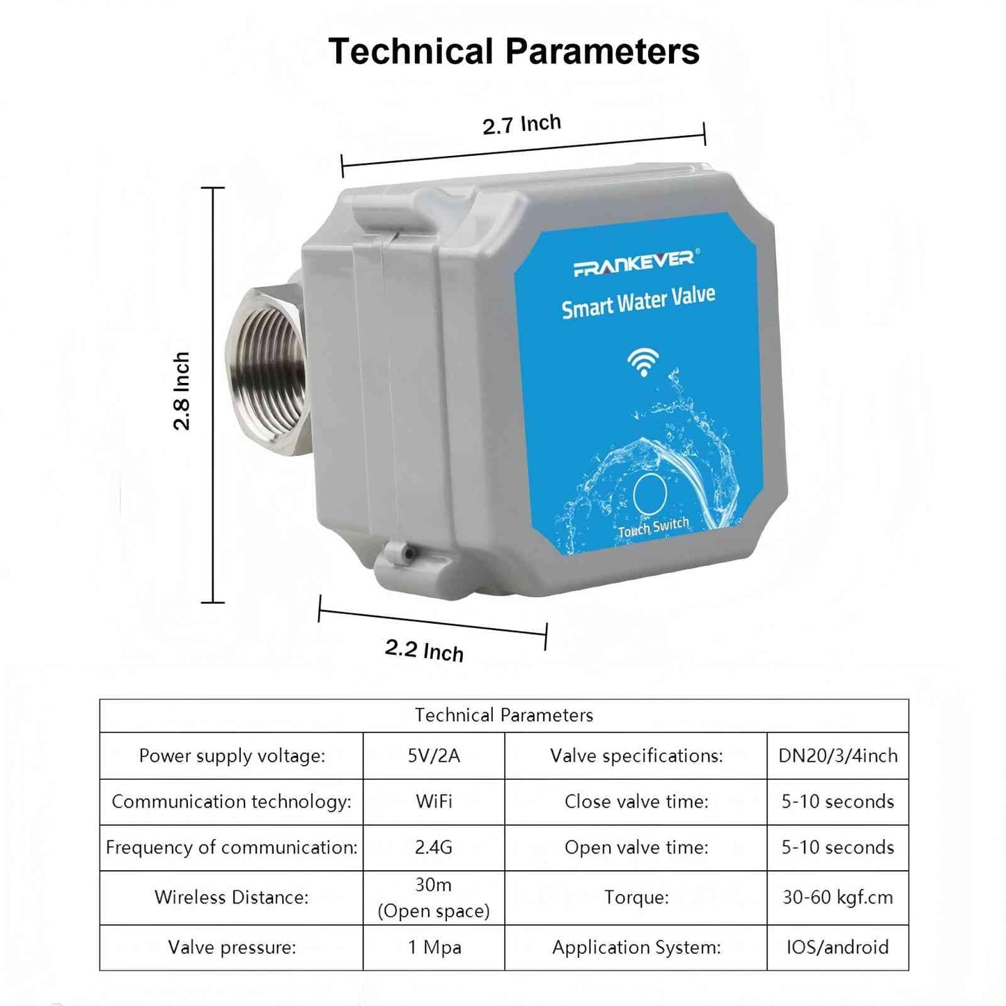 DN20 Smart Water Valve 3/4 Inch Smart Water Management System WiFi Remote Control Faucet Timer for Hose, Sprinkler Water Timer, Auto Watering for Plants , Home Water Protection Systems (DN20(3/4"))