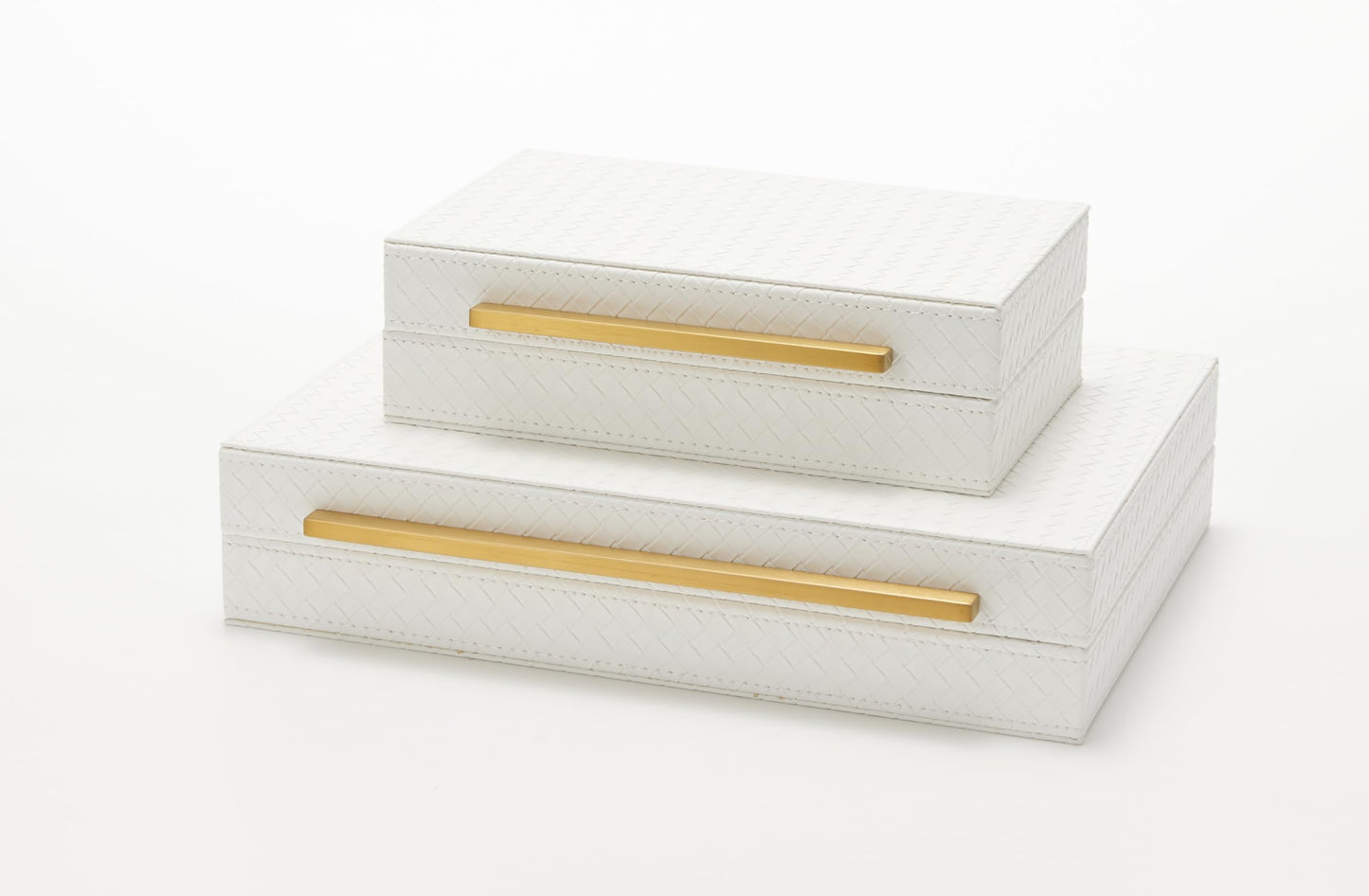 Kingflux White Set of 2pcs Decorative Boxes, Home Storage Boxes Jewelry Organizer, Shelf Orgnizer Box Woment&Men's Accessory Organizer (White)