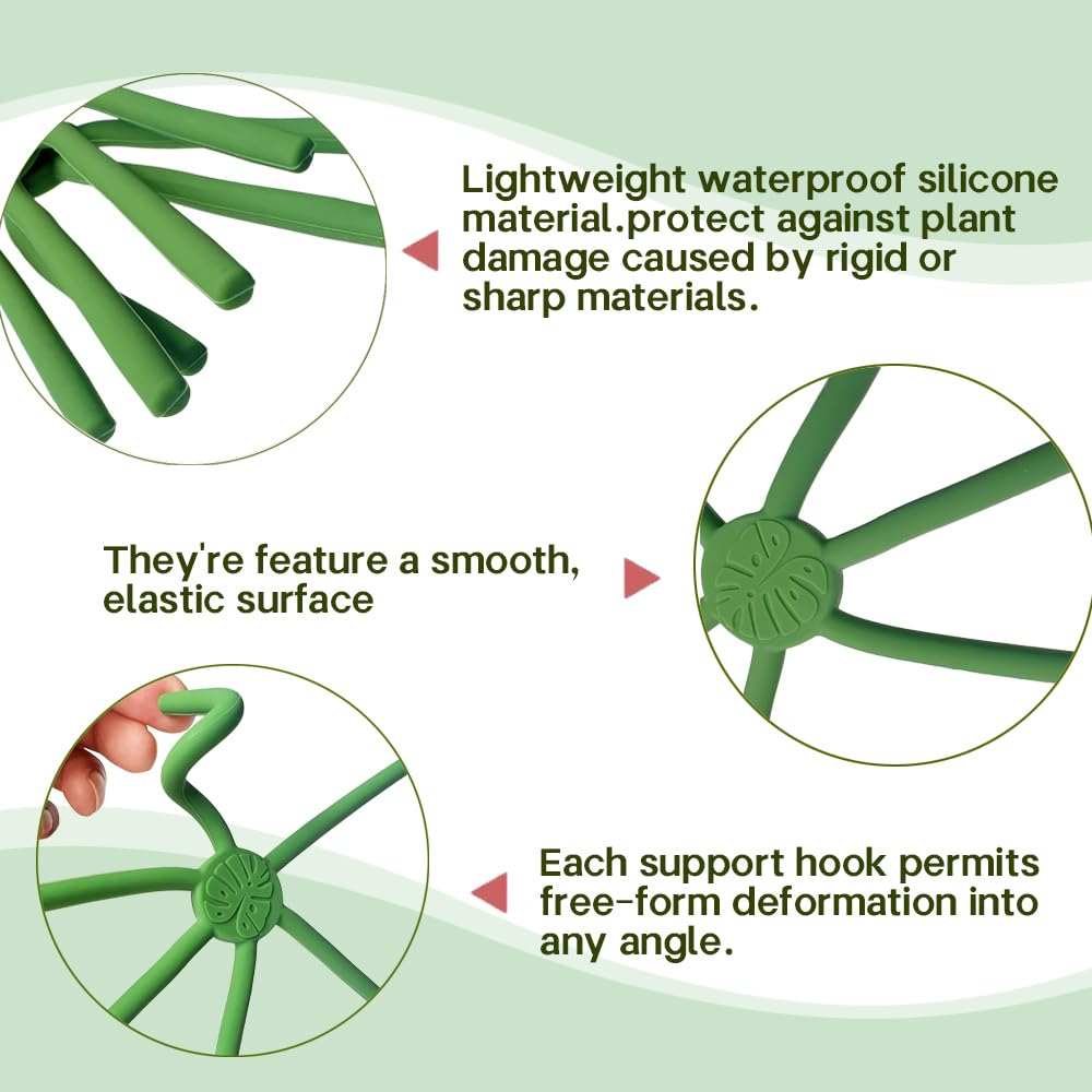 YjiaYjiaY 2 Pcs Free-Form Bending Silicone Plant Stem Support, M Size Flexible Hook Monstera Stem Supports, Reusable Silicone Plant Climbing Stakes Indoor Outdoor