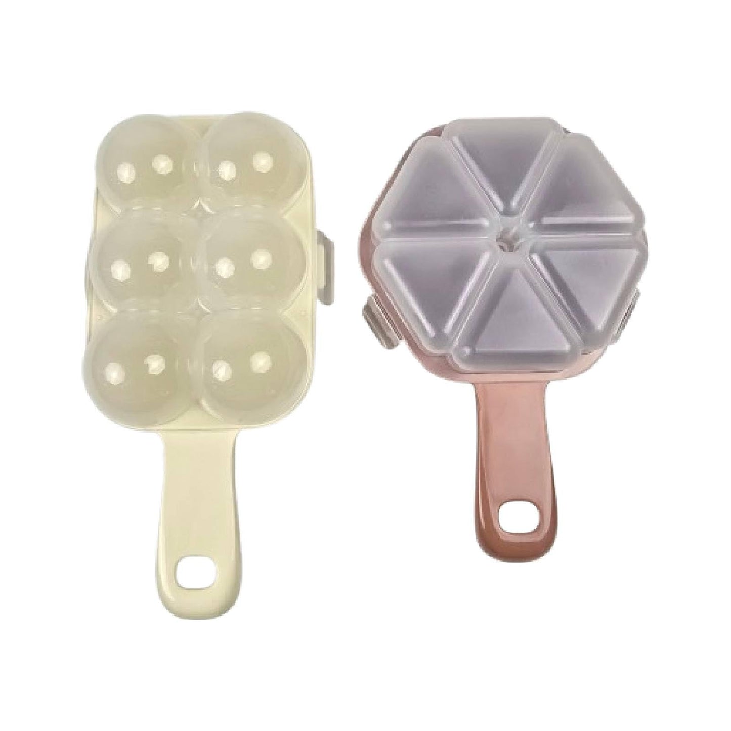 Japanese Rice Mold Set with Triangle & Mini Round Shapes, 2-Piece Handheld Rice Shaping Tools for Bento & Small Portions, Plastic Food Molds Made in Japan