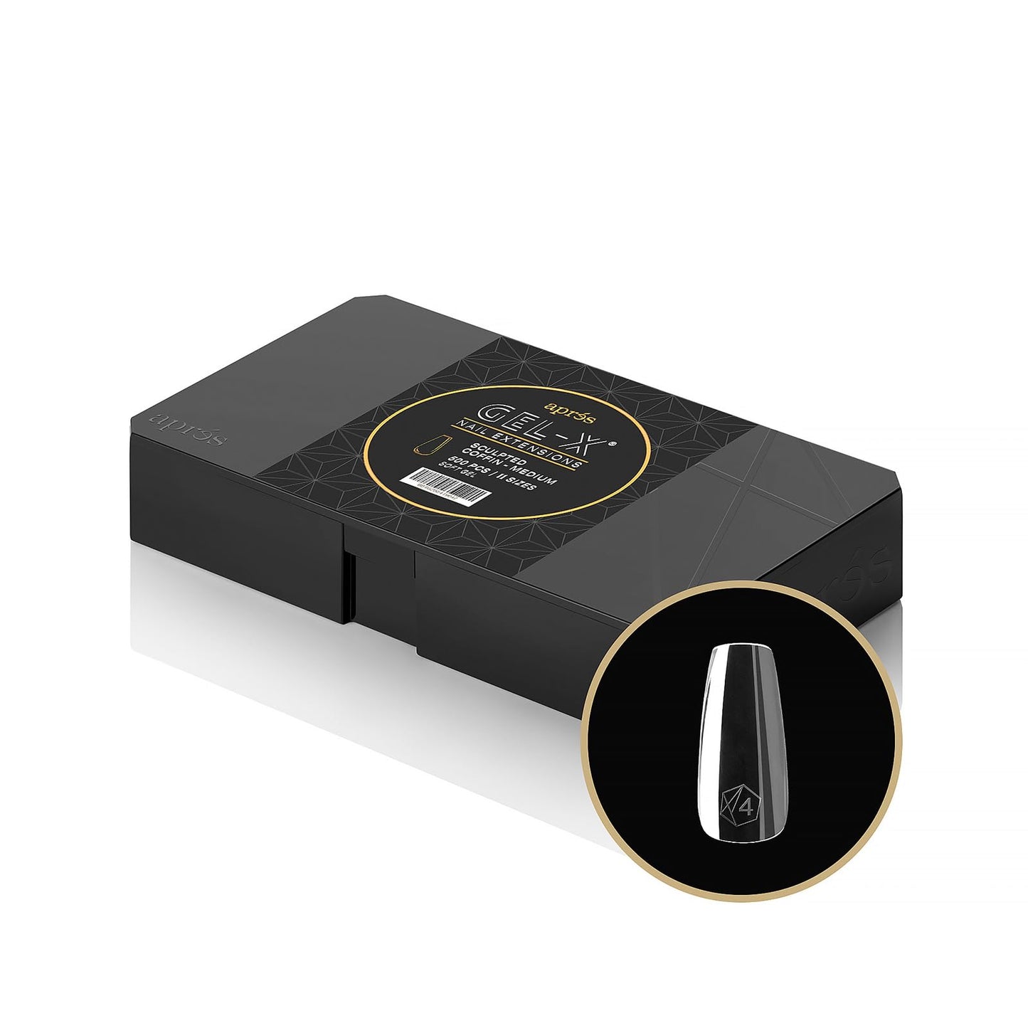Aprés Gel-X® Sculpted Coffin Medium Tip Box | 500pc Gel-X Tips, 11 Sizes 00-9, Premium Quality