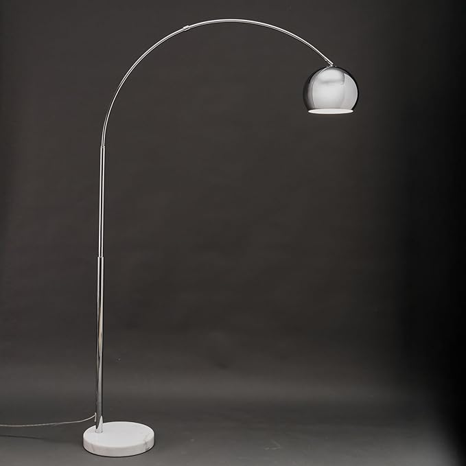 Brightech Olivia Floor Lamp, Arc Lamp for Living Rooms, Standing Lamp with LED Light Bulbs for Bedroom Reading, Great Living Room Décor, Tall Lamp for Offices - Chrome