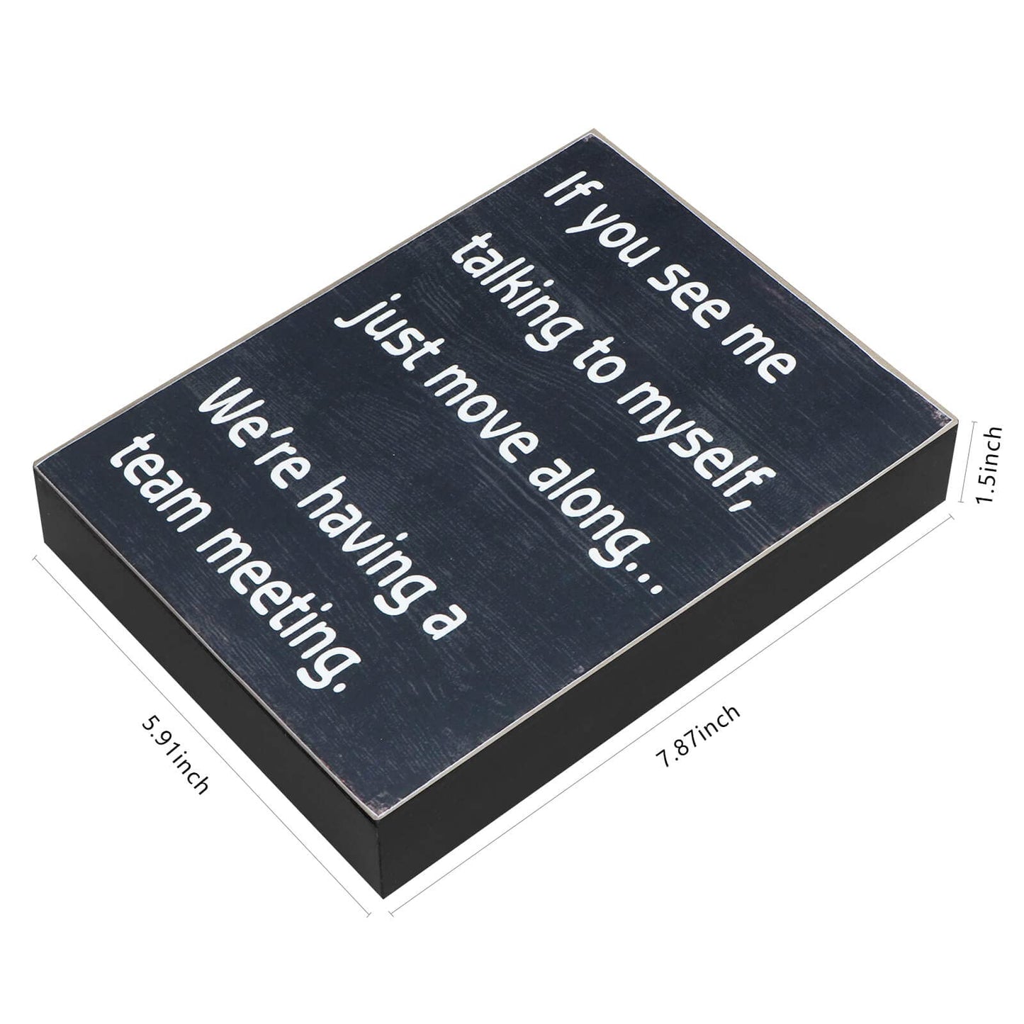 Esur Funny Office Desk Decor Wood Box Sign - Home Office Decorations Supplies for Women - Cute Cubicle Desk Accessories