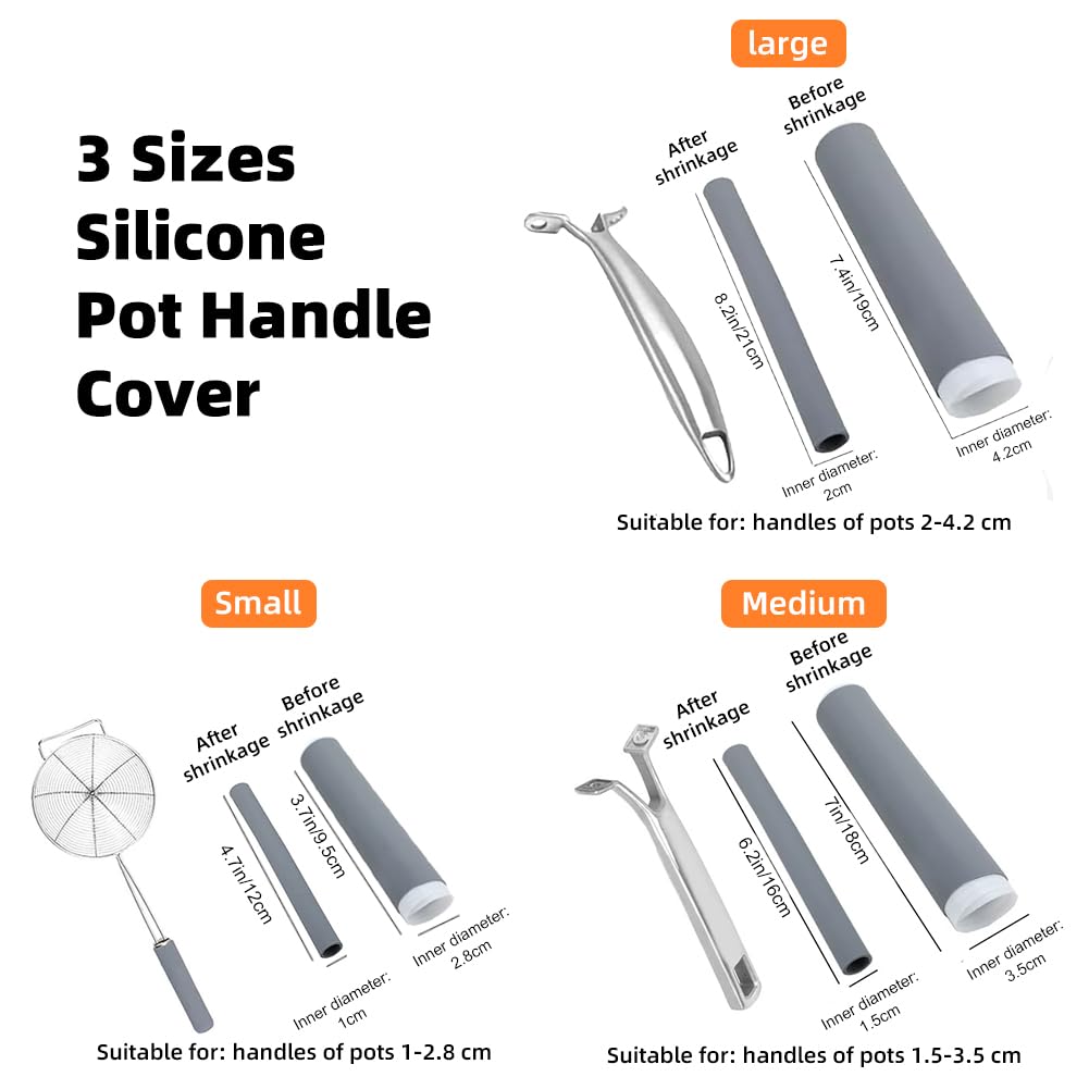 3PCS Pot Handle Heat Insulation Silicon Cover, zxbaers Cast Iron Handle Cover Silicone, Cover Sleeve Pot Silicone Anti-Scald Handle, Grizzly