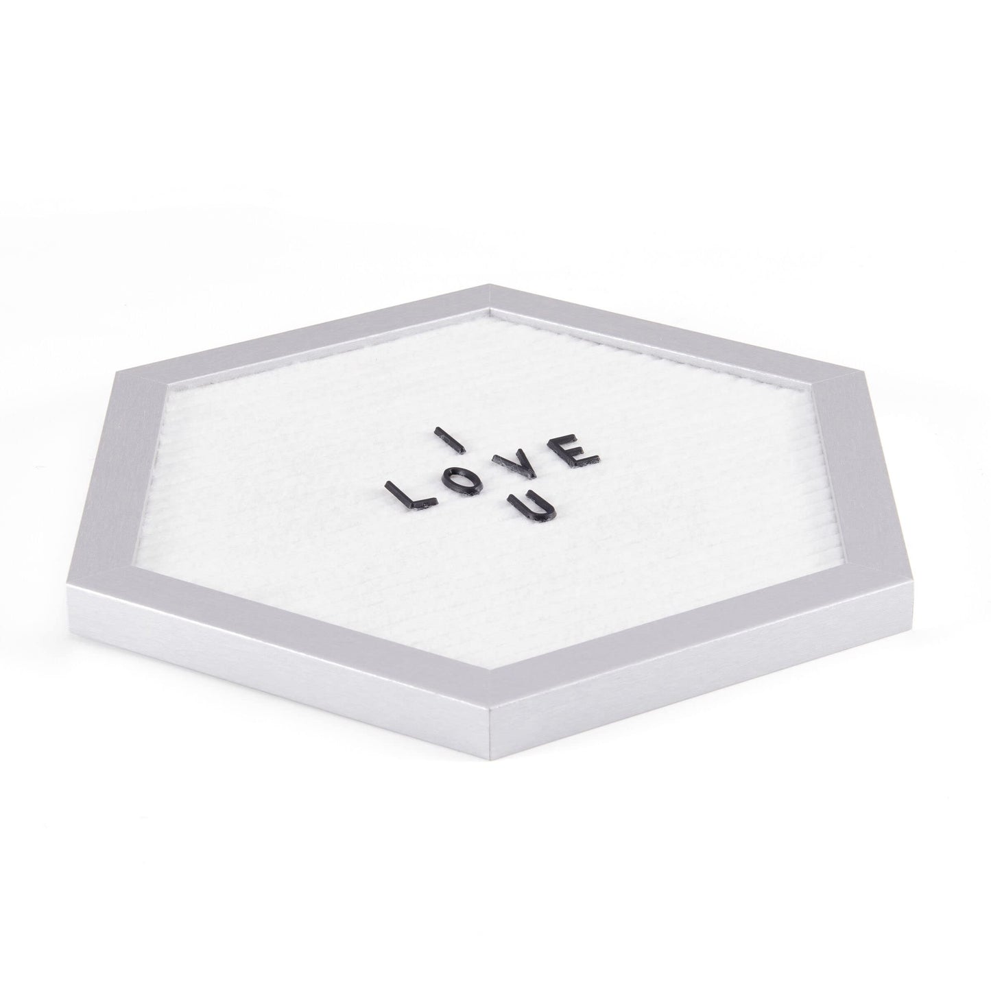 Melannco Felt Letter Board, Hexagonal, with Letters & Numbers, for Announcements, White & Silver