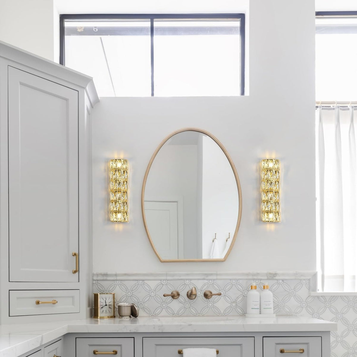 6 Layer Gold Crystal Wall Sconce, Modern Wall Lamp Light Fixture for Bathroom Vanity, Stairway, Kitchen, Living Room, Bedroom, Hallway