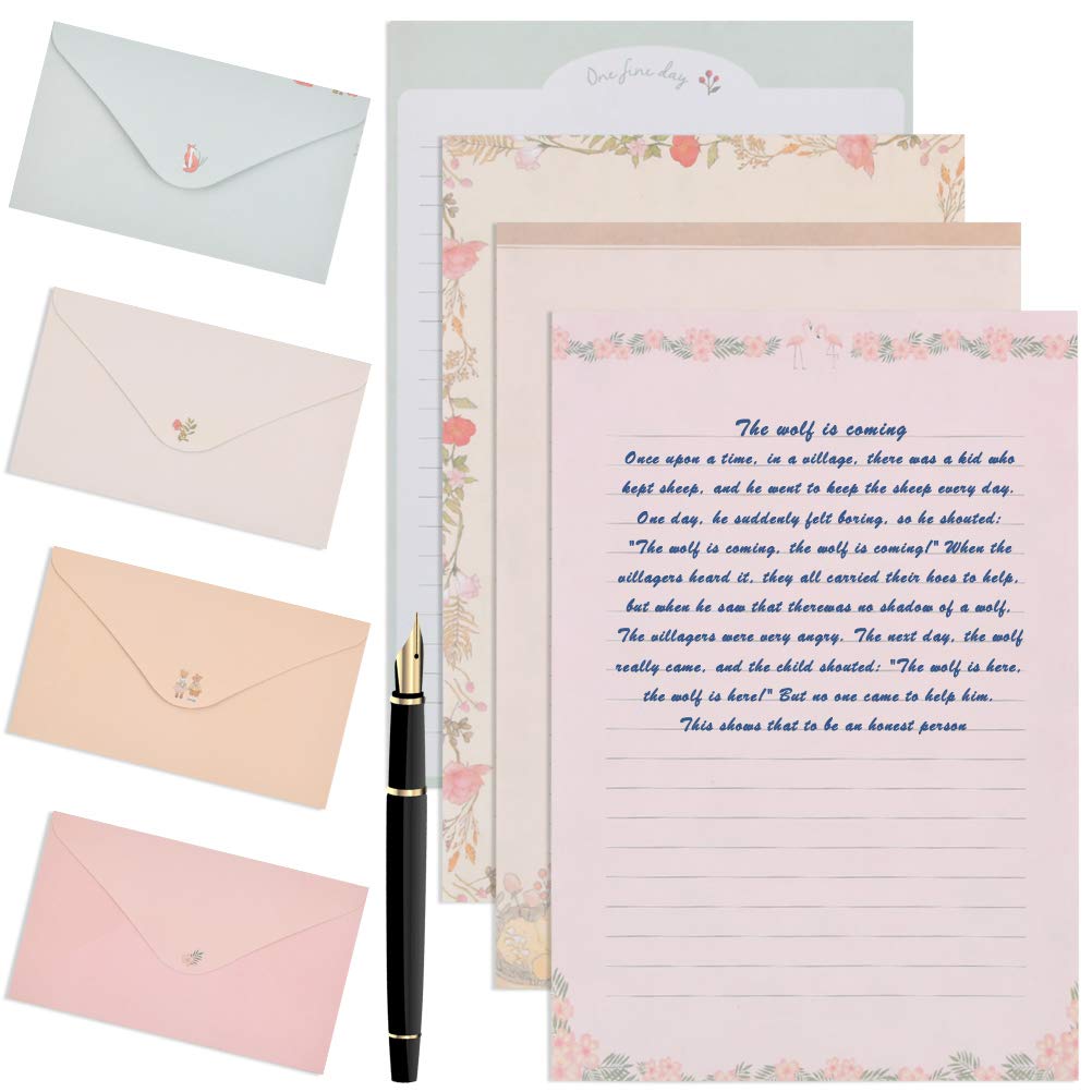 Stationery Letter Paper and Envelopes Set, 60 Sheets Cute Letter Writing Paper & 30 Lovely Envelopes, 10 Different Flora and Fauna Printed Design, Double-sided Printing, A5 Size