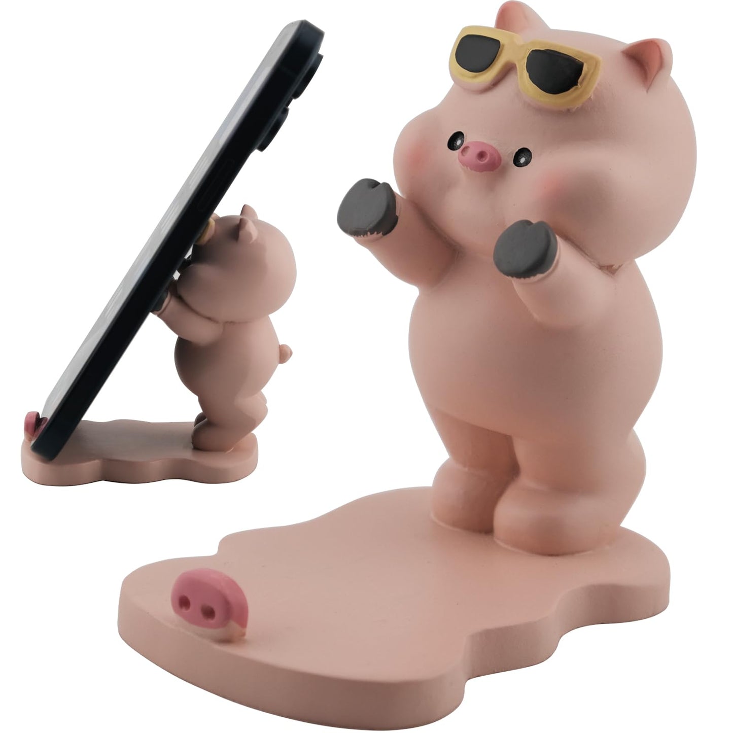 Meroqeel Cartoon Pig Cell Phone Stand for Desk, Cute Pig Strawberry Statue Phone Holder for Lovely Women Girls, Desktop Animal Figurine Mount for iPhone iPad Office Tablet Accessories Gifts, Pink