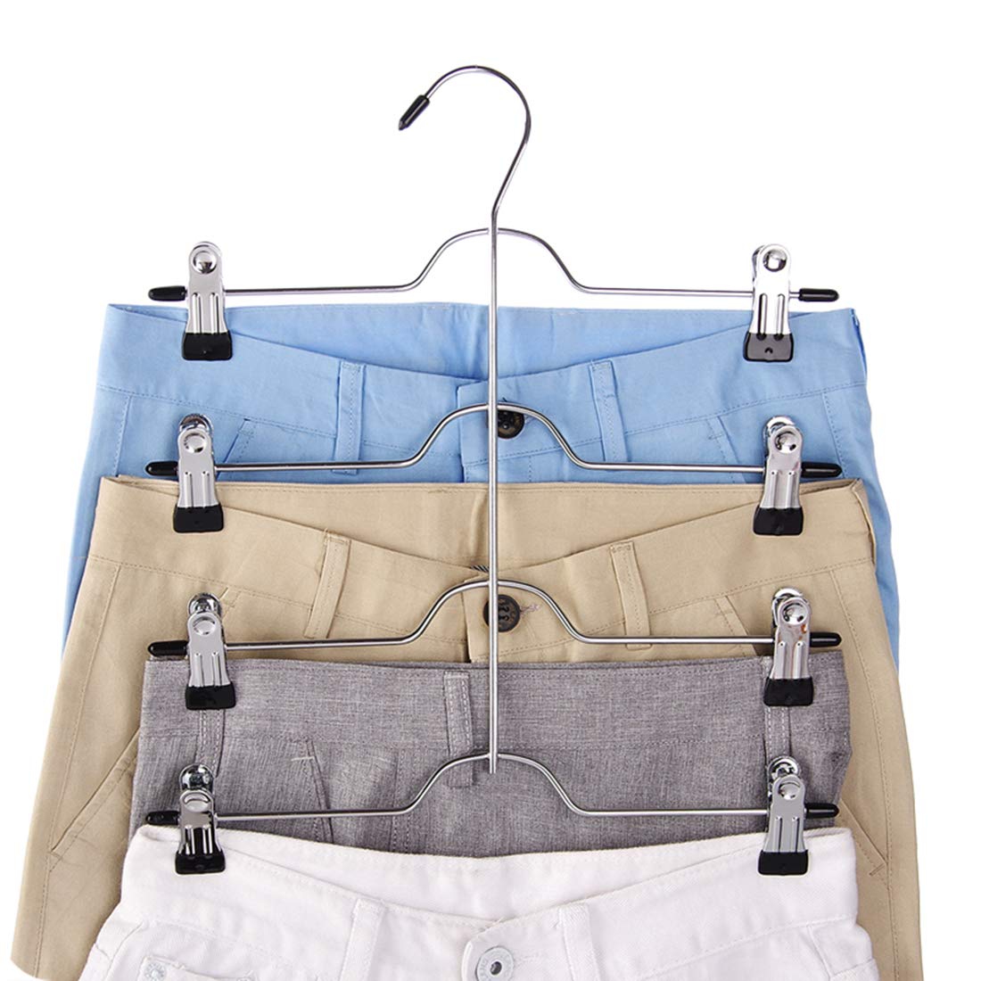 Tosnail 4 Pack 4 Tier Skirt Pants Clothes Hanger with Non Slip Clips, Space Saving Closet Organizer for Trouser, Slack, Jeans, Towels