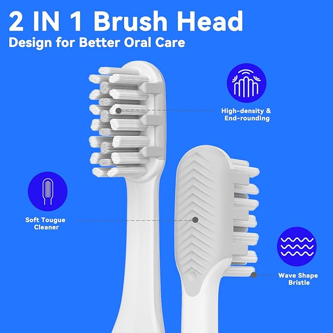 SEAGO Electric Toothbrush for Adults - 3 in 1 Holder with 8 pcs Replaceable Brush Battery Operated Travel Toothbrush kit Portable and 2 Minute Timer (Silver, Middle)