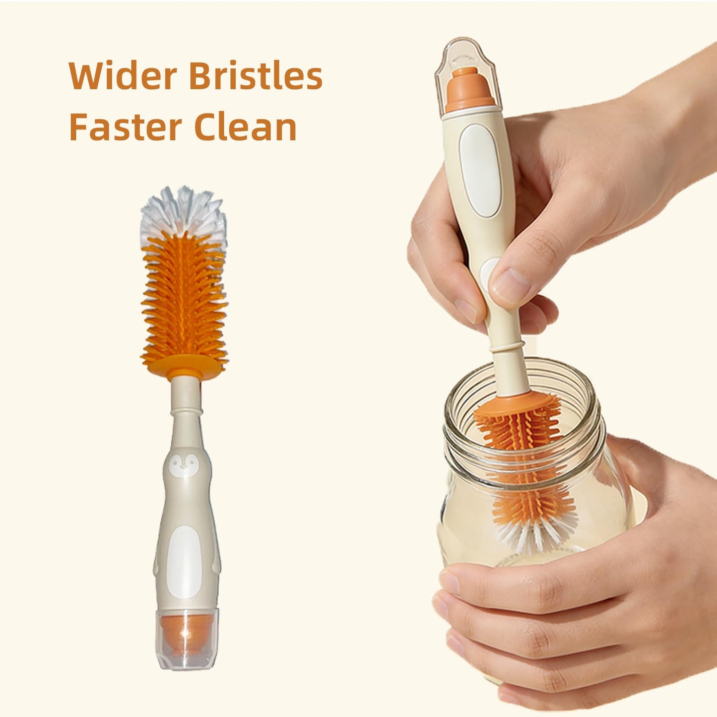 GYHZ Silicone Cleaning Brush Kit with Soap-Dispensing Handle – 5-in-1 Bottle & Crevice Cleaning Brushes, Food-Grade Silicone, Rust-Free, Dishwasher Safe (Blush)