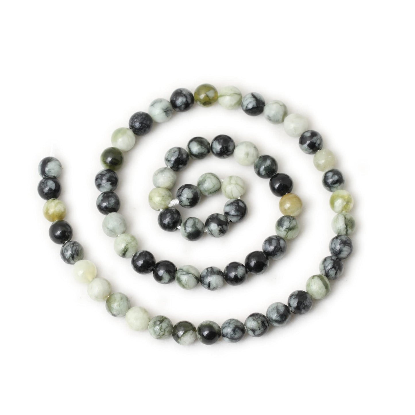 CHEAVIAN 60PCS 6mm Natural Green Vine Jasper Round Loose Beads for Jewelry Making 1 Strand 15"