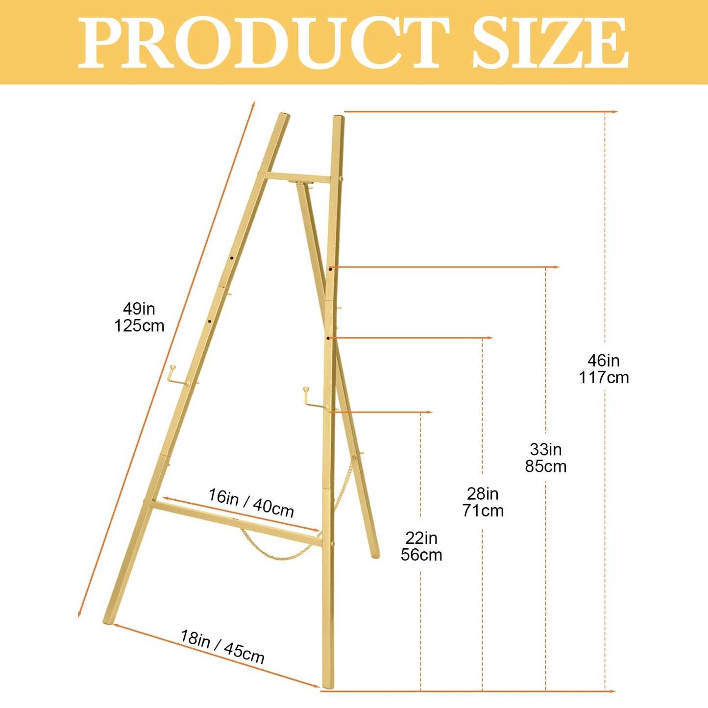 Yuntau 3 Pieces Gold Metal Easel Stand for Sign, 50 Inch Display Stand Adjustable 3 Tier Easel for Wedding Sign, Posters, Paintings, Exhibition