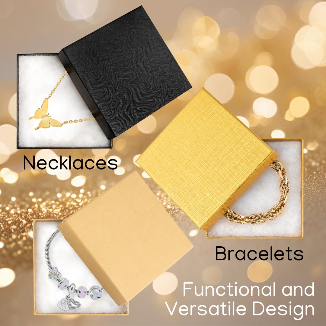 Prestige & Fancy Jewelry Gift Boxes 6 Pack 3.5x3.5x1 inch Cardboard Jewelry Box, Cotton Filled Small Gift Boxes With Lids | For Earring, Bracelet, Necklace, Gift Card Boxes For Presents