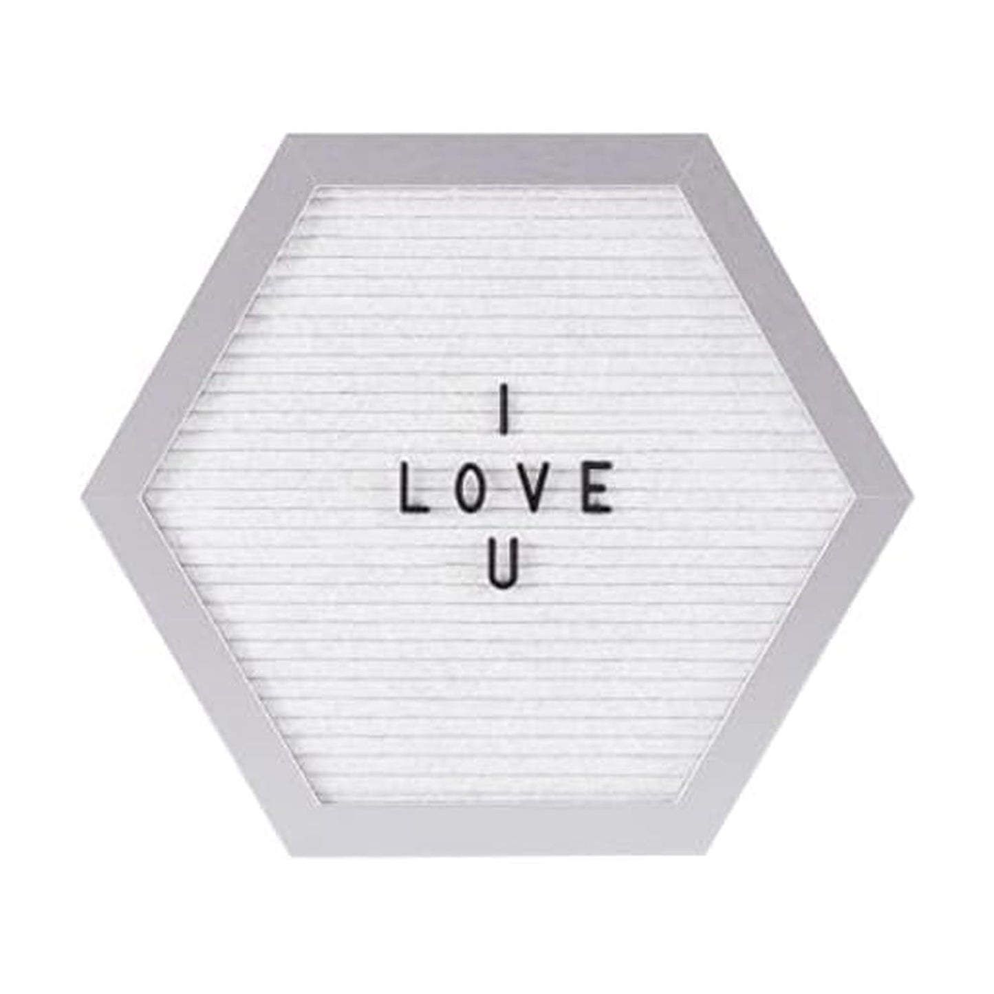 Melannco Felt Letter Board, Hexagonal, with Letters & Numbers, for Announcements, White & Silver