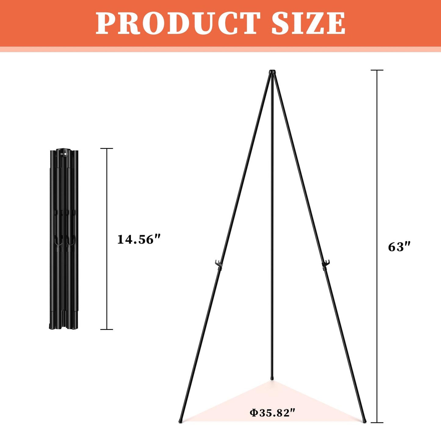 Easel Stand for Sign, 63" Portable Easels Stand for Display, Lightweight Adjustable Tripod Art Easel Stand for Wedding Sign, Black Metal Painting Easel with Portable Bags (2 Pack)