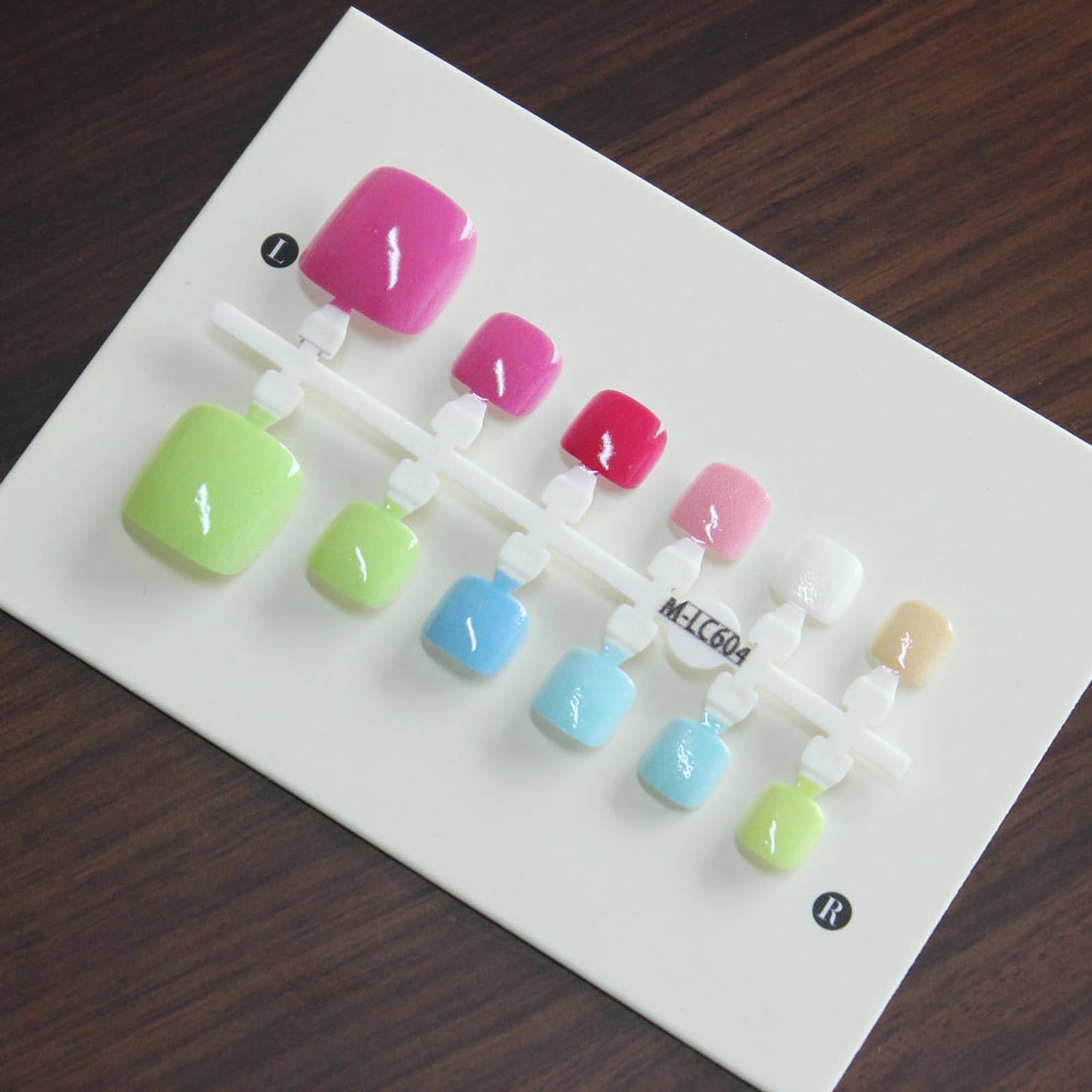 MISUD Toe Press on Nails - Fake Toenails with Colorful, Acrylic Toenail Rainbow Pastel Design 36 pcs