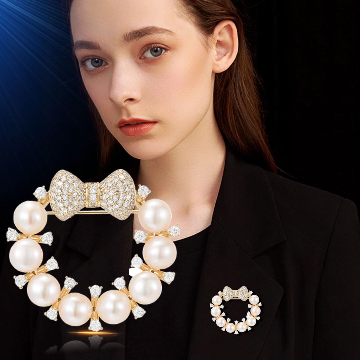 AILONMEI Brooches and Pins for Women Elegant Flower Pearl Brooches Costume Broches Jewelry Lady Christmas Pin for Women (GD-1649)