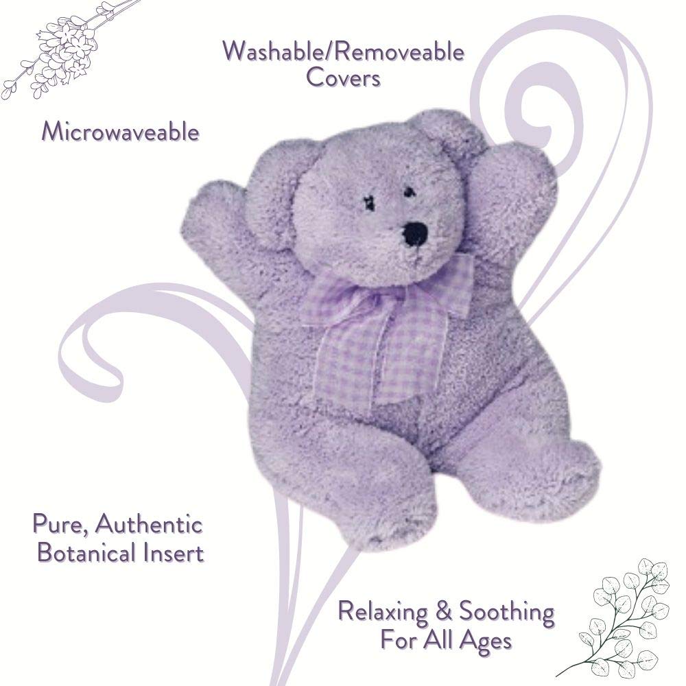 Sonoma Lavender Microwaveable Aromatherapy Pillow, Plush Bear, Lavender Scented with Removable Washable Cover, Lou The Lavender Bear