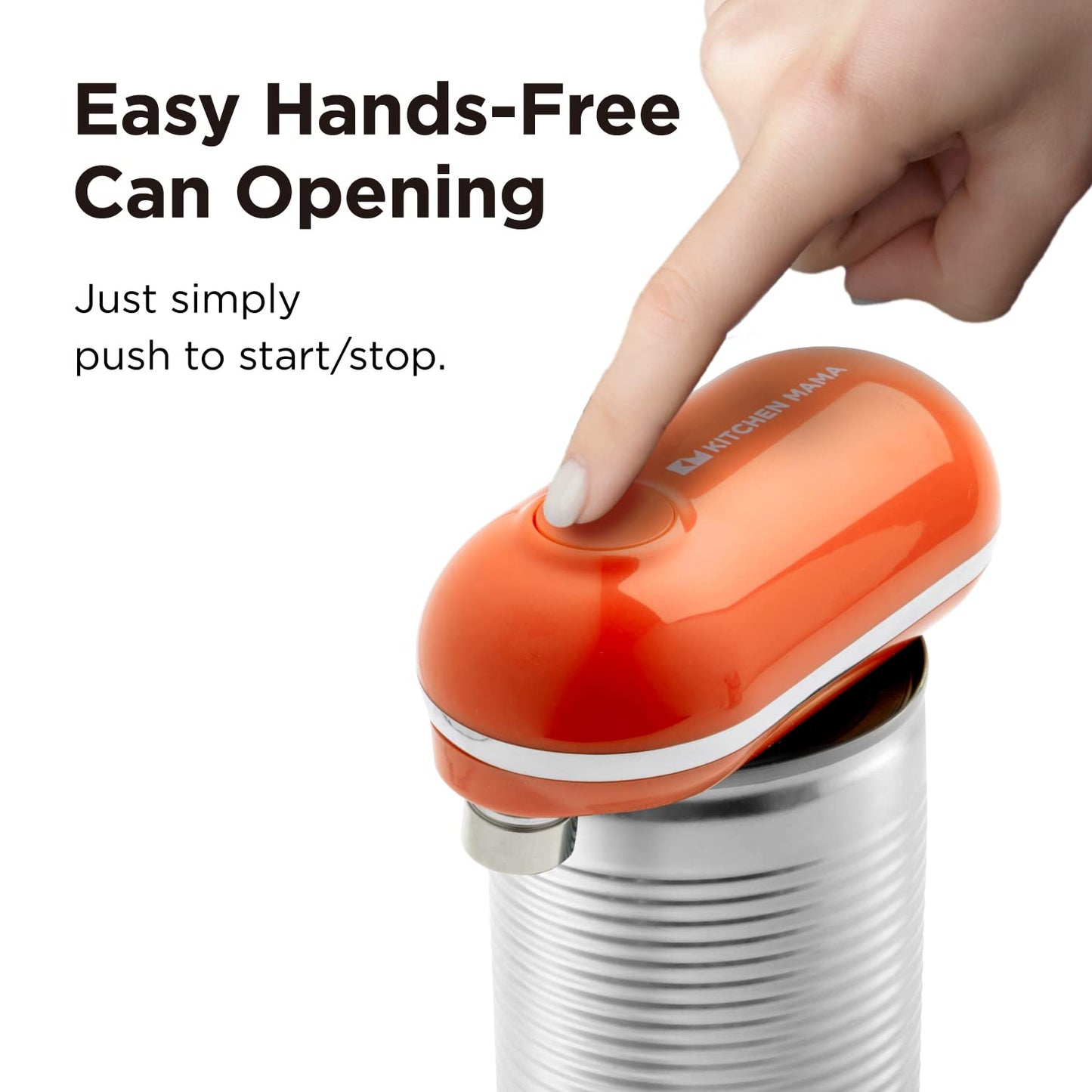 Kitchen Mama Mini Electric Can Opener Smooth Edge: Opens Can with One Press - Ultra-Compact, Hands-Free, Safe, Cordless, Seniors with Arthritis, Automatic, Battery Operated Appliances (Orange)