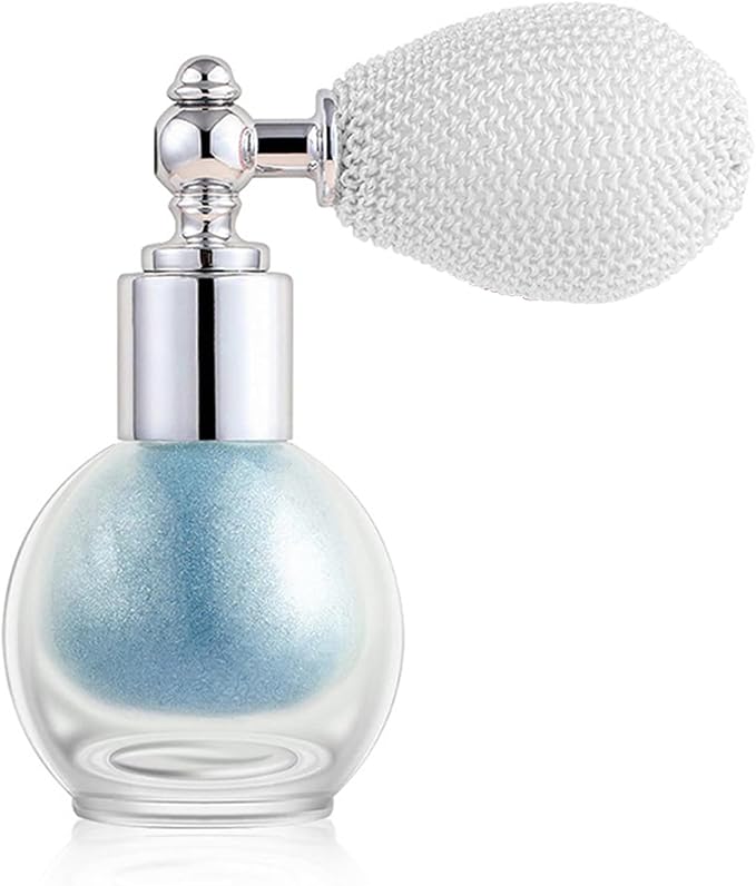 Blue Glitter Spray for Face and Body, Rich Color Loose Shimmer Powder Long Lasting Sparkly Spray High Gloss Makeup for Women Rave Festival Prom Stage Wedding Party, #10