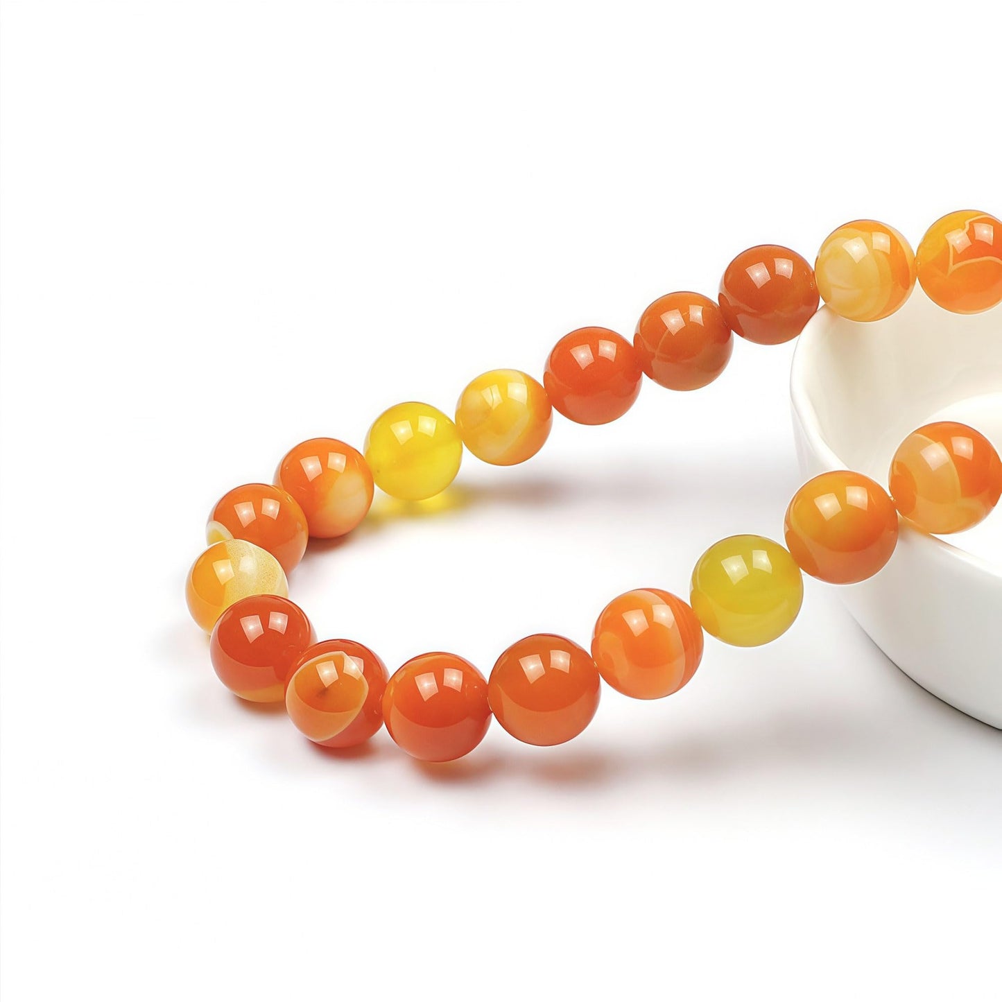 MJDCB Natural Stone Beads Orange Stripe Agate Round Loose Beads for Jewelry Making DIY Bracelet Necklace (8mm)