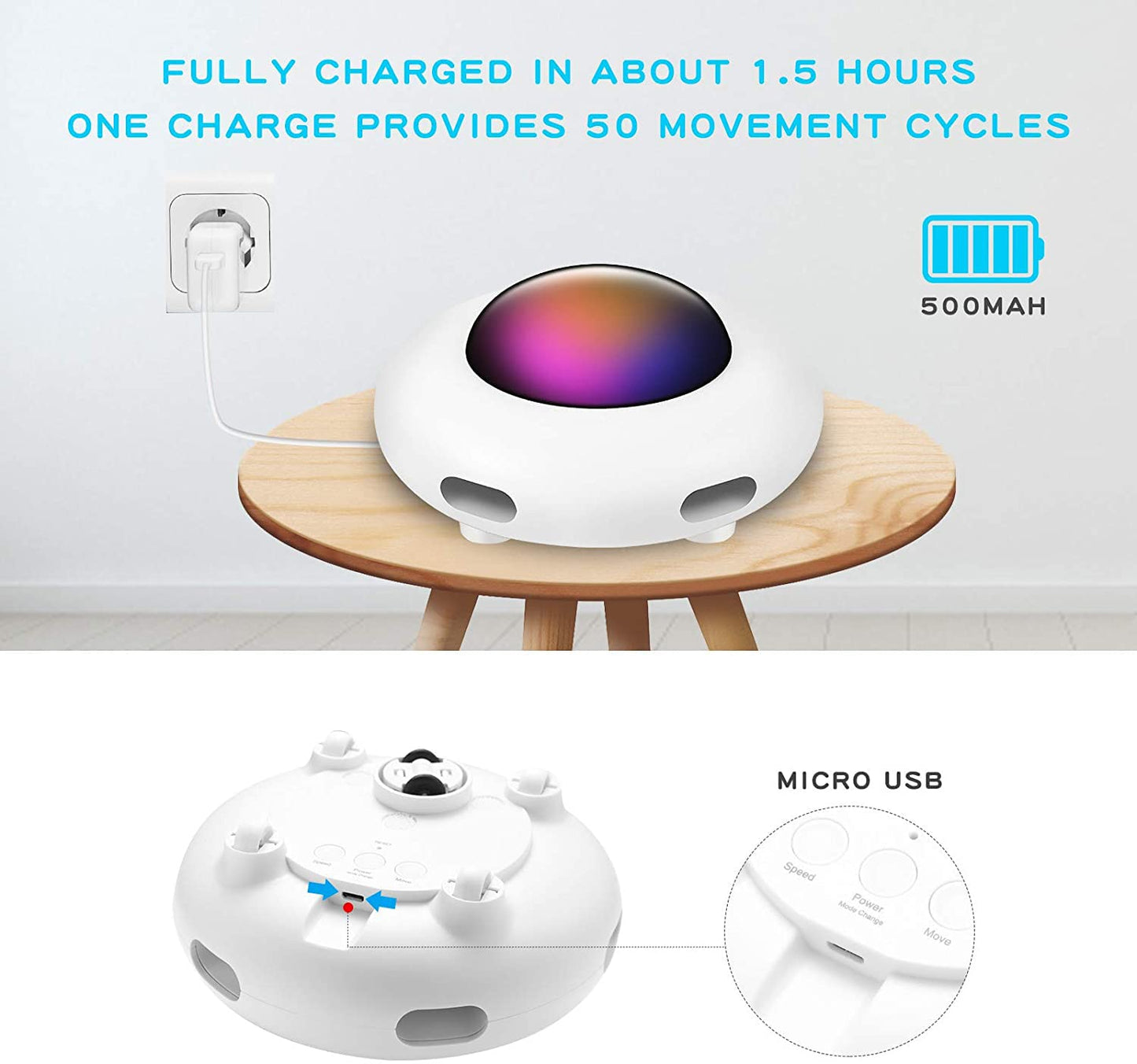 UFO Interactive Cat Toy, Ambush Electronic Cat Toy with Rotating Feather, Automatic Cat Toys Fun Smart Teaser Toy, Exercise Entertainment for Indoor Cats Kitty Catching Training Hunting, Auto On/Off
