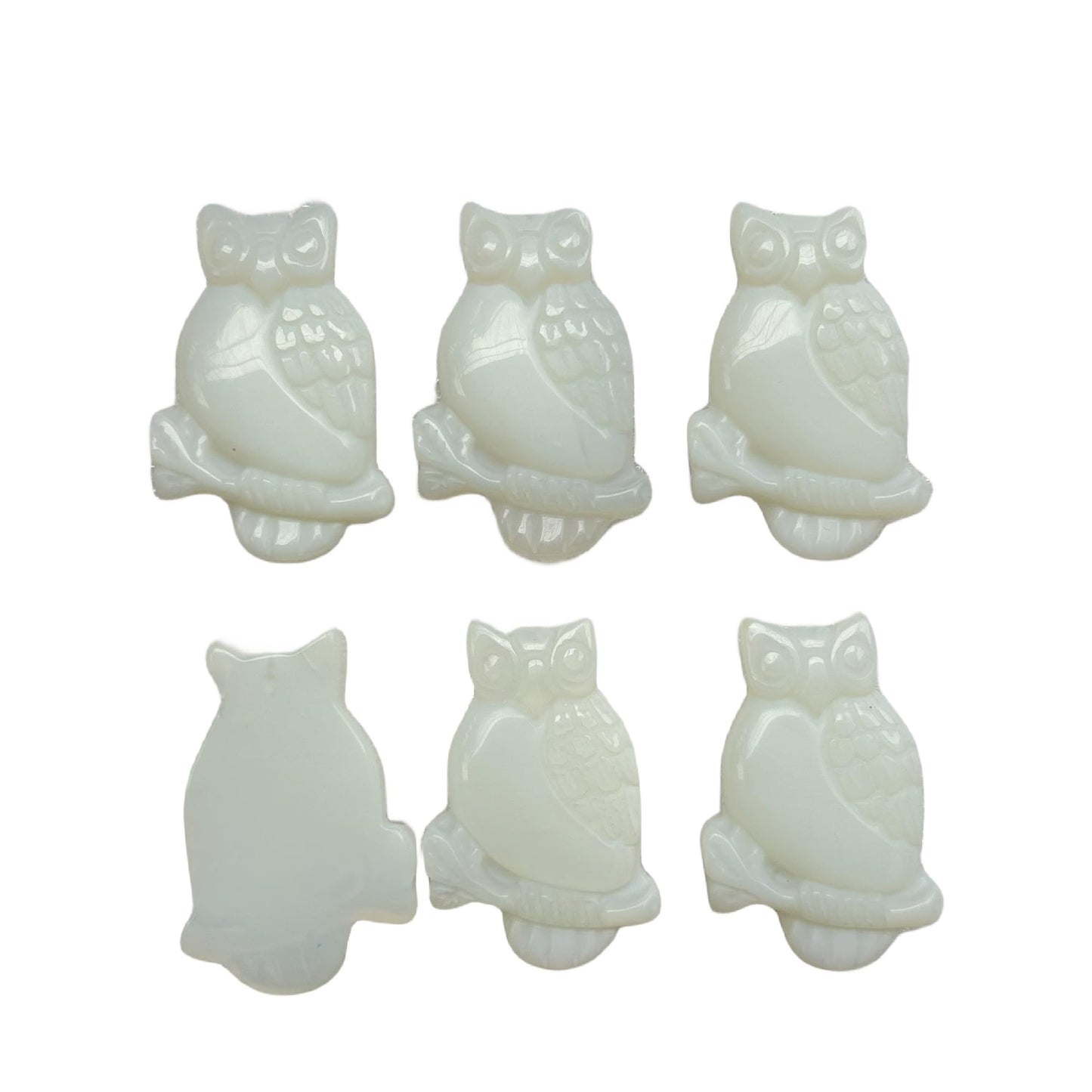 Bacatgem Synthetic Opalite Owl Figurines Crystals and Healing Stones,Haped DIY Pendant