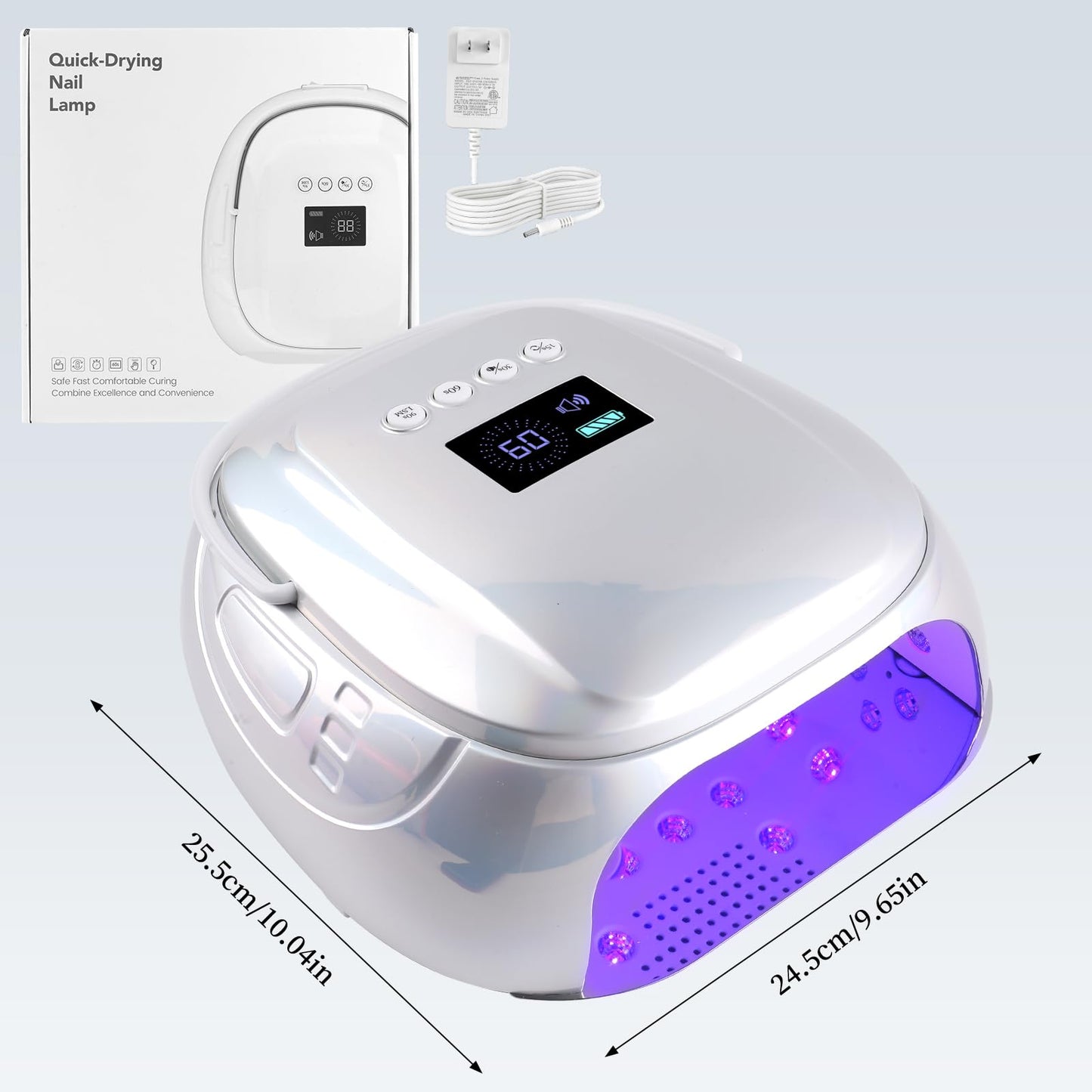 BOMOQING 126W Rechargeable UV LED Nail Lamp, Portable Cordless Nail Dryer with Auto Sensor and 4 Timer Settings, Professional Curing Lamp for Gel Polish and Salon (Plating Silver)