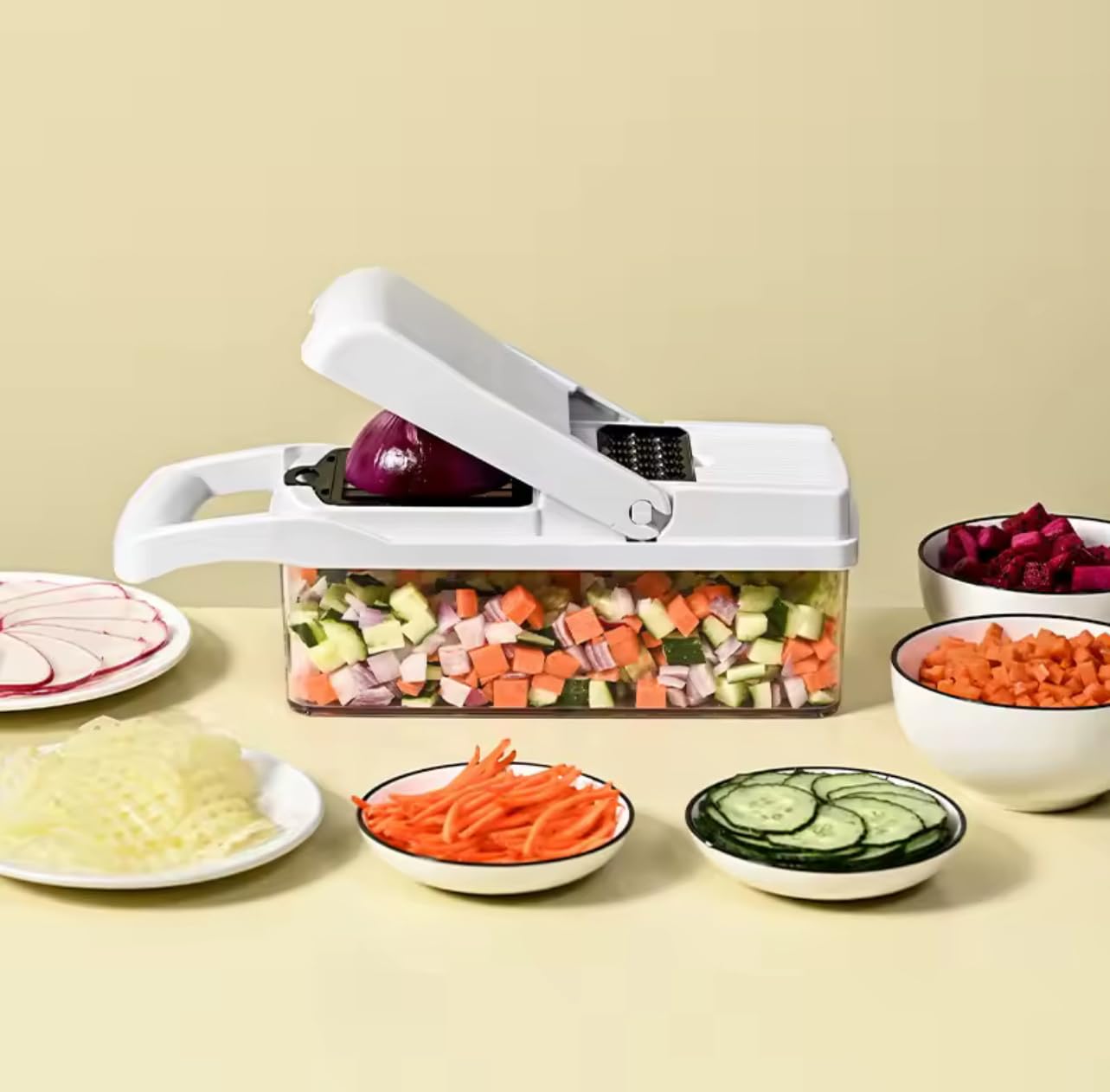 Vegetable Slicer and Chopper, 26-in-1 Kitchen Mandoline, Food Shredder and Dicer, Multifunctional