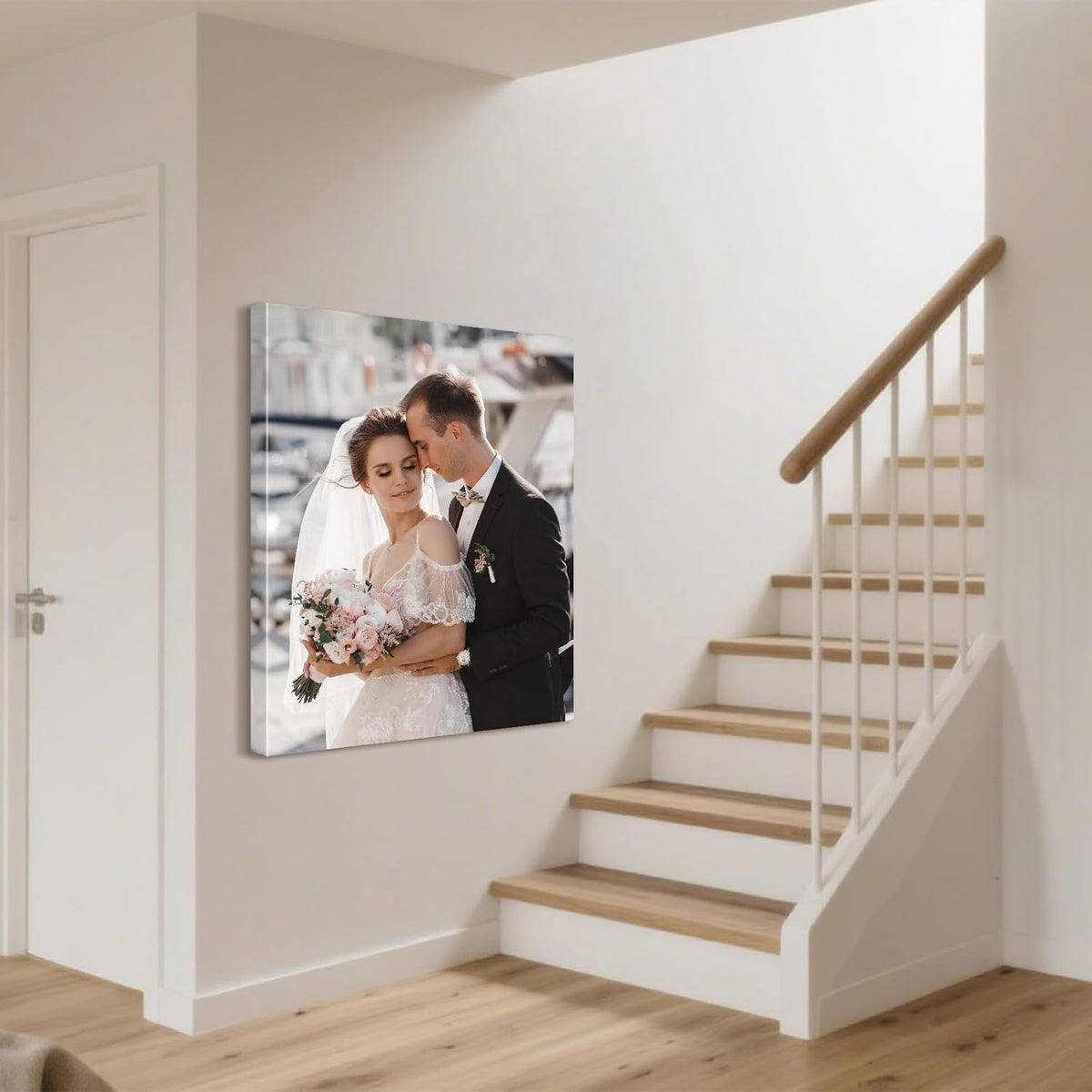 Personalized Custom Canvas Prints with Your Photos & Text, Customized Picture Print, Transform Own Images Into Framed Wall Art Digitally Printed Photo to Canvas, Keepsakes Gifts for Family 16x20’’