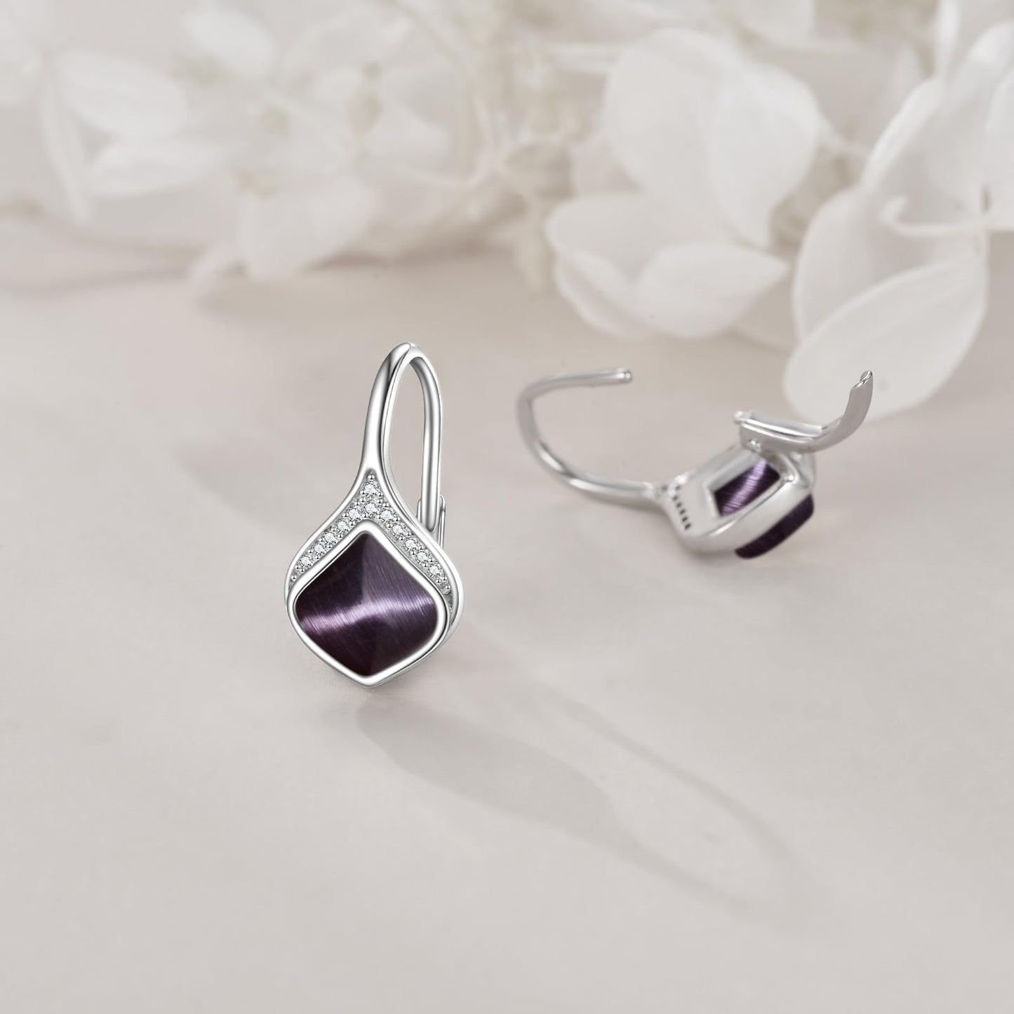 Black Earrings Sterling Silver Black Opal Teardrop Drop Earrings Boho Dangle Earrings Jewelry Christmas Gifts for Women