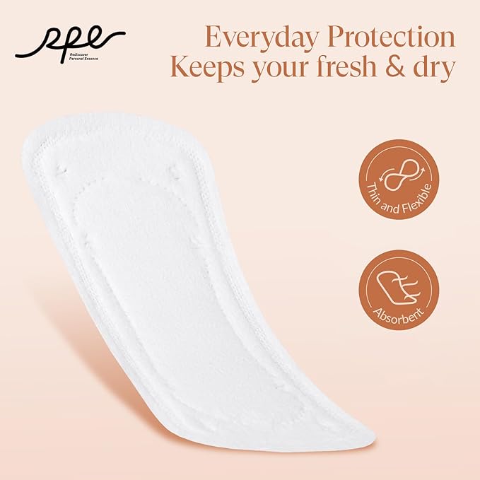 100% Organic Long Panty Liners for Women long-192ct, Ultra Thin Cotton Cover, Long Pantiliners, Light Absorbency, Unscented Barely There Pantie Liners (Long Liner, Size 2, 192ct)