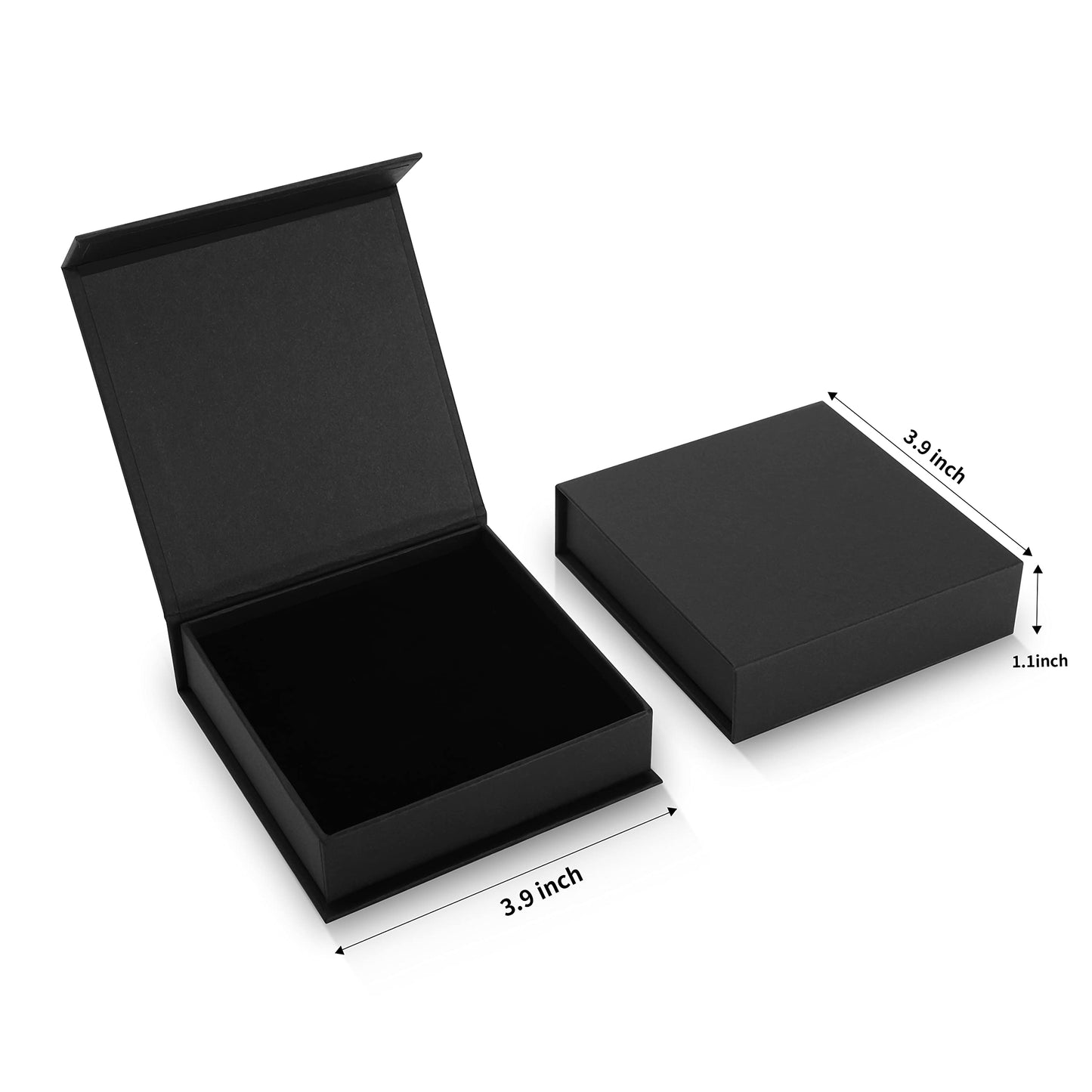 Bssay Jewelry Storage Box, 20 Pack Jewelry Gift Boxes with Cotton Filled and Lids, 3.9x3.9x1.1inch, Black