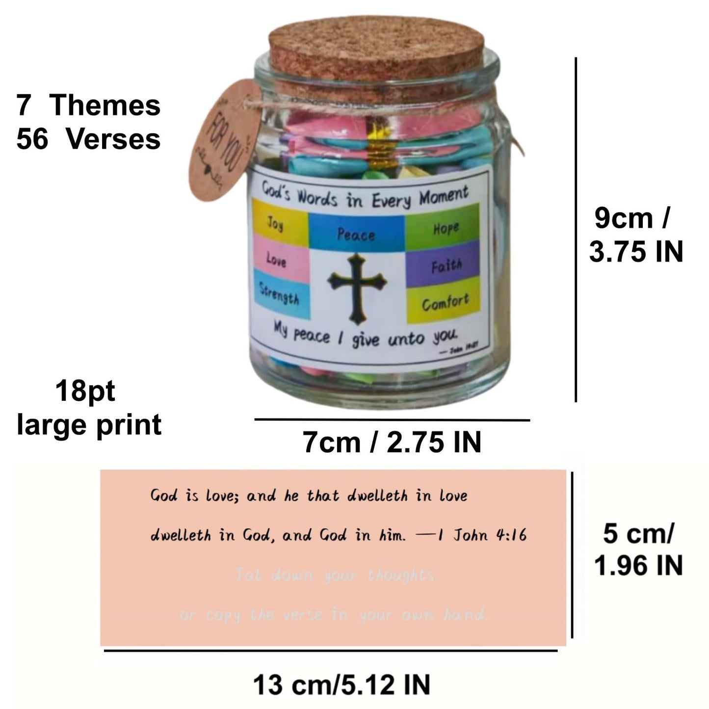 Bible Verse Jar for Women – KJV Large Print Scripture Strips in Glass Jar – King James Version Christian Gift for Mom, Easter, Mother's Day – Writeable & Journal-Friendly
