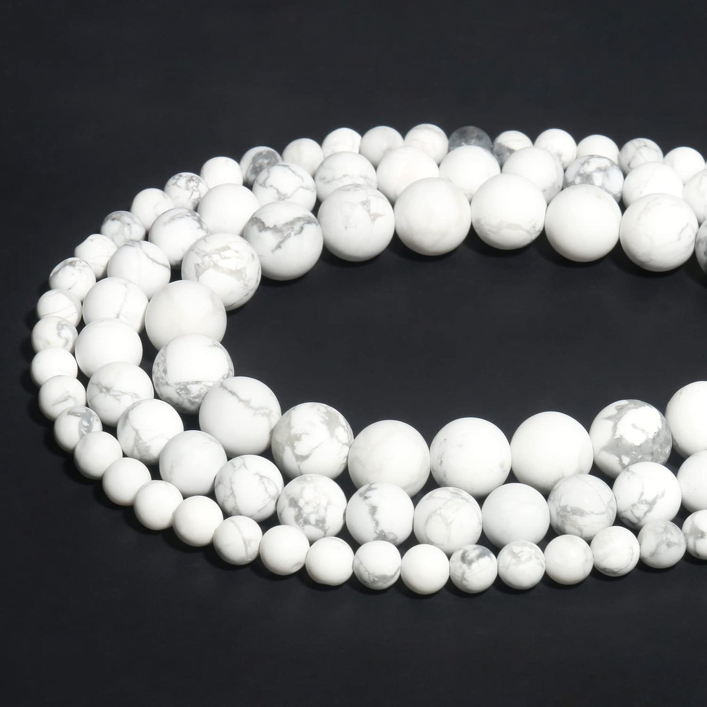 60pcs 6mm Matte Howlite Beads Natural Gemstone Beads Round Loose Beads for Jewelry Making