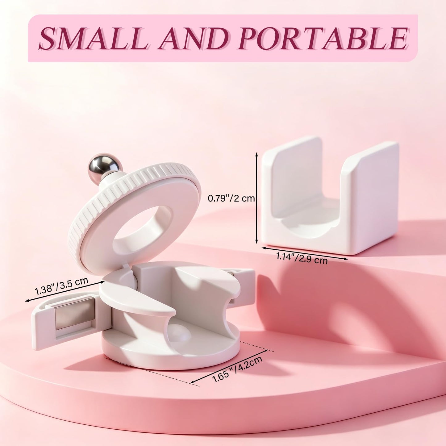 Plman 360° Rotating Cat Eye Magnet Set for Cat Eye Gel Polish, Nail Art Tool with U-Shaped Magnet for Beginners DIY Salon, Open Space Design Magnetic Nail Tool for 3D Effects (Rotating+U-shaped White)