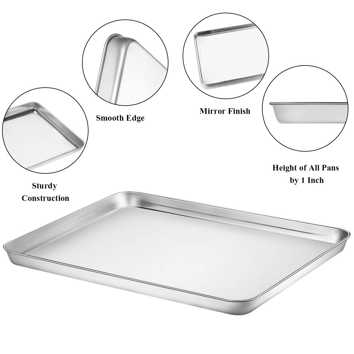 Baking Sheet with Rack Set [2 Pans + 2 Racks], Wildone Stainless Steel Cookie Sheet Baking Pan Tray with Cooling Rack, Size 18 x 13 x 1 Inch, Non Toxic & Heavy Duty & Easy Clean