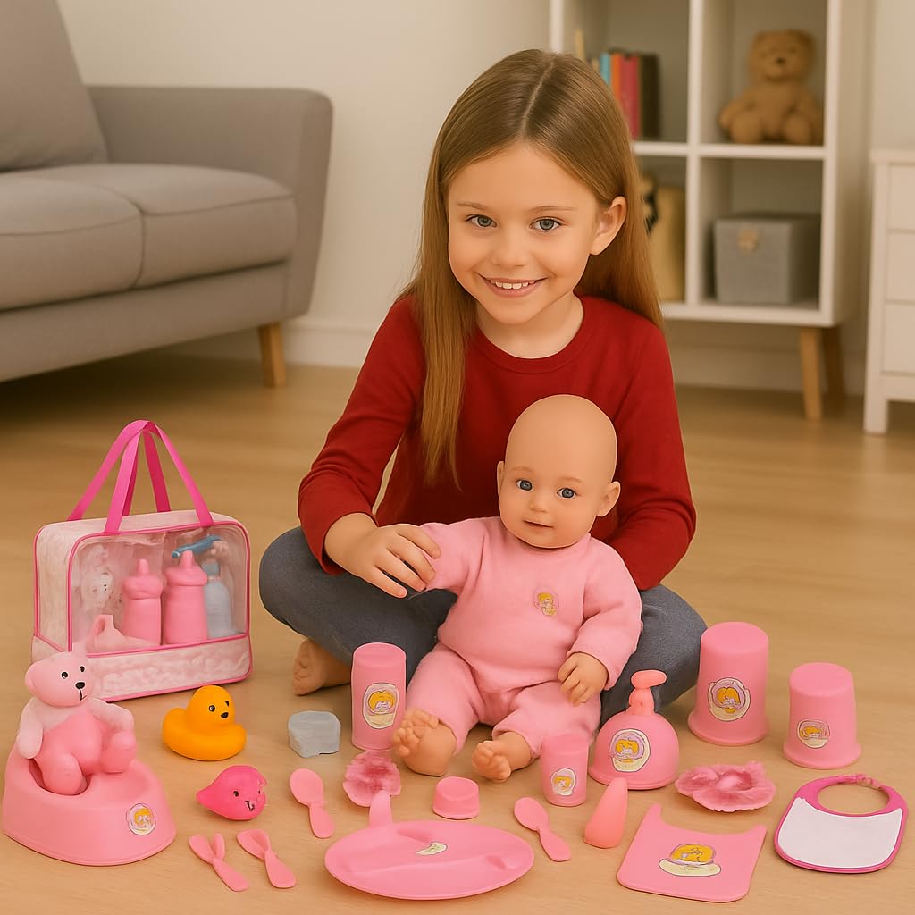 fash n kolor My Sweet Baby Disappearing Doll Feeding Set | Baby Care 6 Piece Doll Feeding Set (38 pc Set)