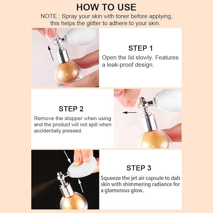Bronze Highlighter Spray for Face and Body, Rich Color Loose Shimmer Powder Long Lasting Sparkly Spray High Gloss Makeup for Women Rave Festival Prom Stage Wedding Party, #4