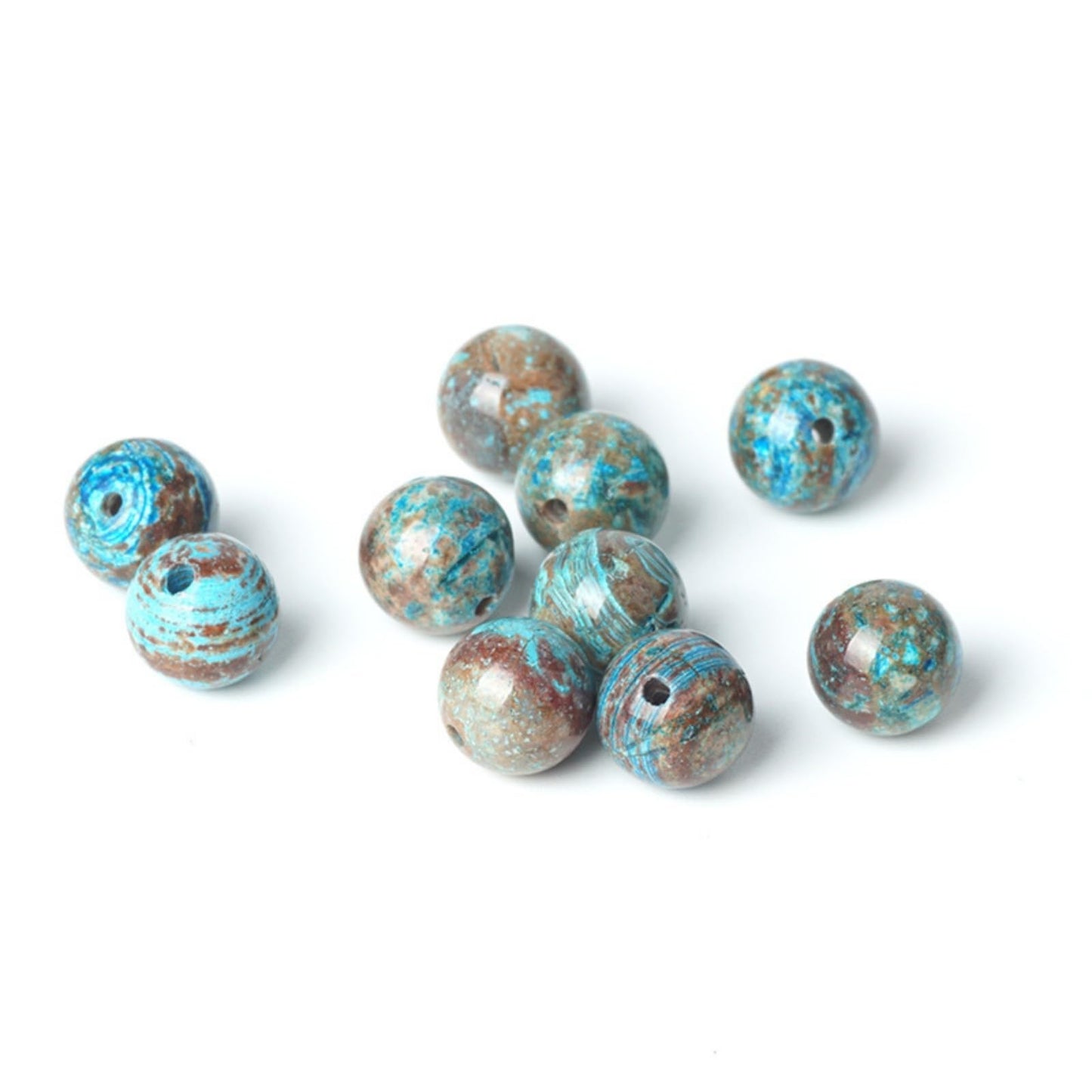 100Pcs Natural Stone 6mm Blue Pattern Agate Round Loose Gemstone Energy Healing Beads Hole Size 1mm DIY Smooth Beads for Bracelet Necklace Earrings Jewelry Making