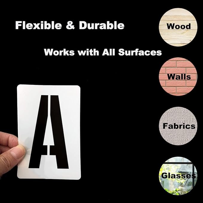 9 Inch Alphabet Letter Stencils for Painting - 42 Pack Letter and Number Stencil Templates with Signs for Painting on Wood, Reusable Numbers and Letters Stencils for Chalkboard Wood Signs & Wall Art