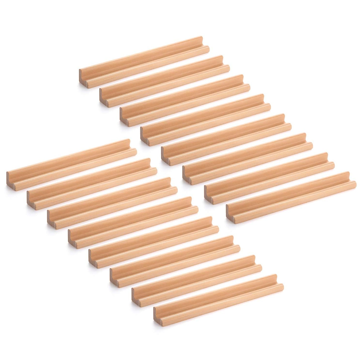 Gejoy 16 Pcs Wooden Tile Holders Letter Tray Replacement Racks Word Tray for Mexican Train Crafts and Game Stands School Students