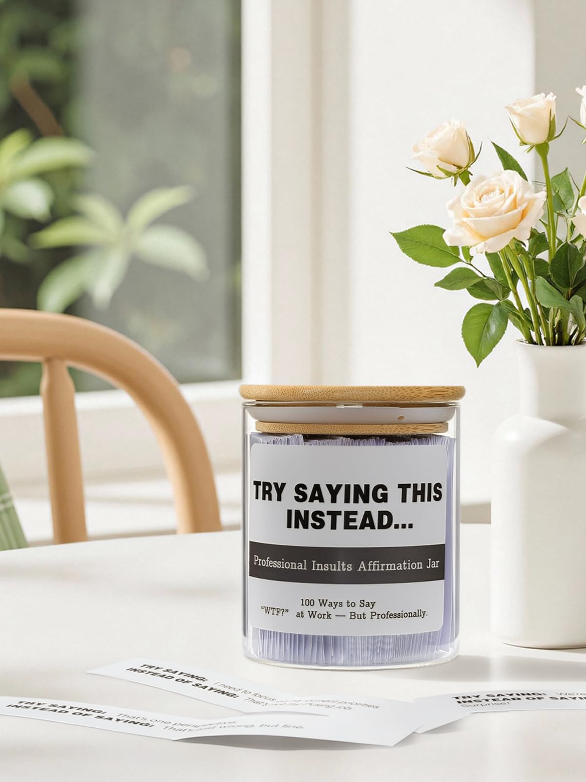 Try Saying This Instead – Professional Work Affirmation Jar – 100 Funny Workplace Translations – Office/Christmas/New year Humor Gift for Coworkers, Friends