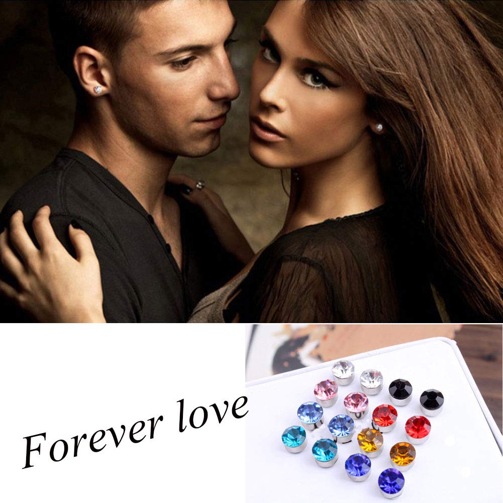 Spiritlele 12 Pairs Colors Crystal Magnetic Earrings Fake Stud Earrings Clip on Non Piercing Earrings Set (12 colors)