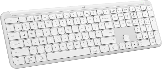 Logitech Signature Slim K950 Wireless Keyboard, Sleek Design, Switch Typing Between Devices, Quiet Typing, Bluetooth, Multi-OS, Windows, Mac, Chrome - Off-White