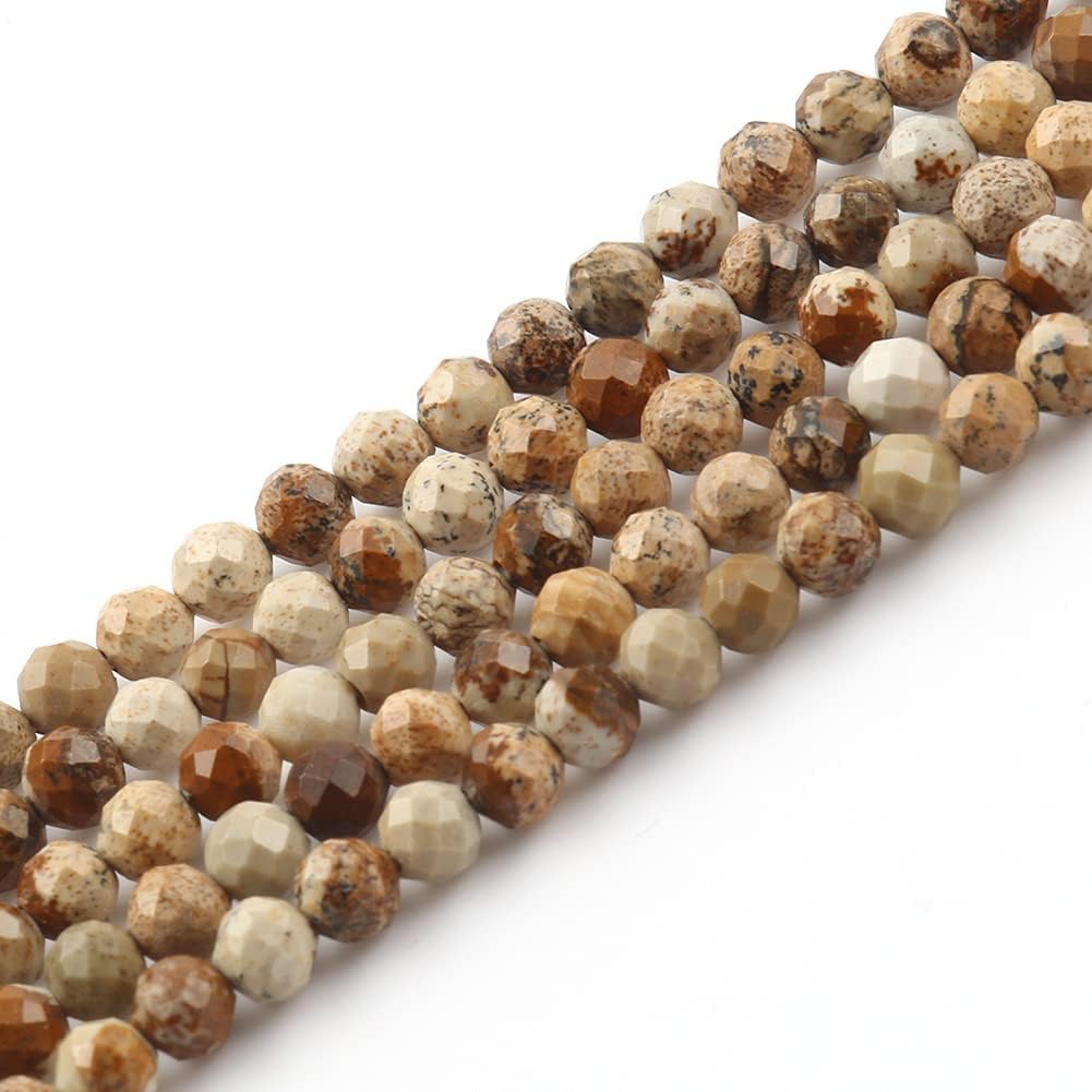 Song Xi 120pcs 3mm Natural Picture Gemstone Beads Faceted Round Loose Stone Beads for Jewelry Making