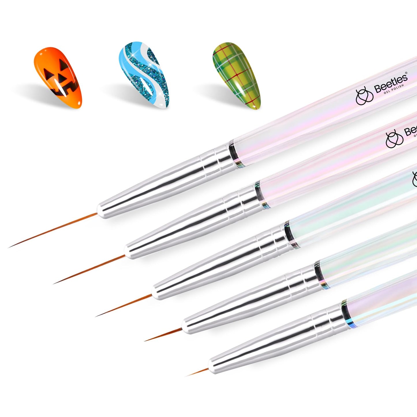 Beetles Nail Art Brushes 25pcs - Confetti Pens Daul Ended Dotting Tools & 5pcs Nail Art Liner Brushes Set Painting